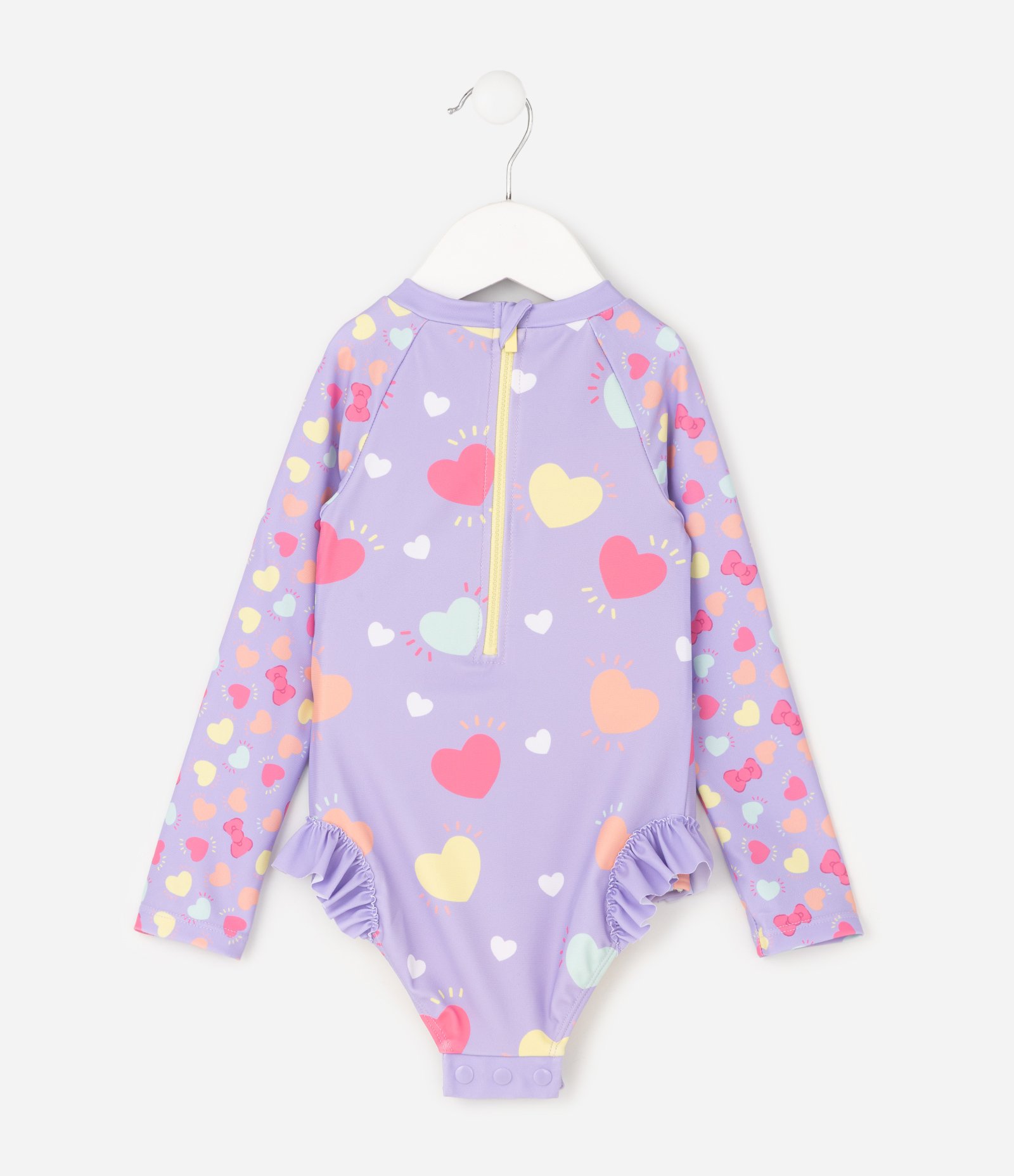 Maiô Infantil Hello Kitty com Estampa de Corações -Tam 1 a 6 Anos Roxo 2