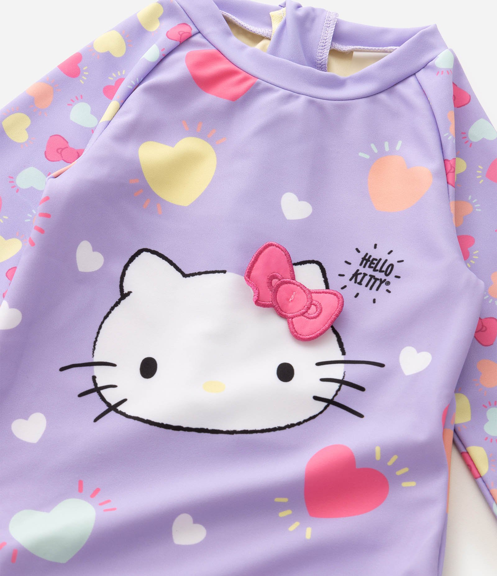Maiô Infantil Hello Kitty com Estampa de Corações -Tam 1 a 6 Anos Roxo 5