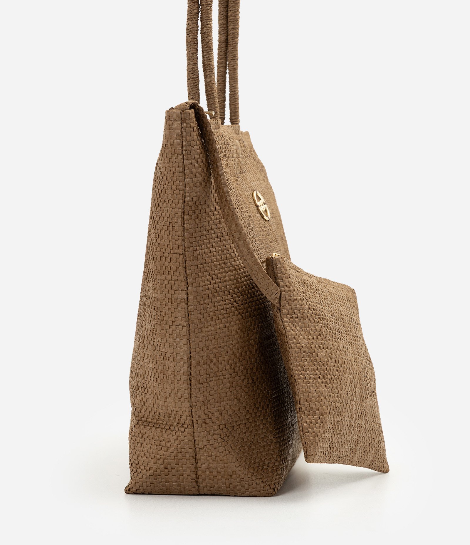Bolsa de Papel com Necessaire e Zíper Marrom 2