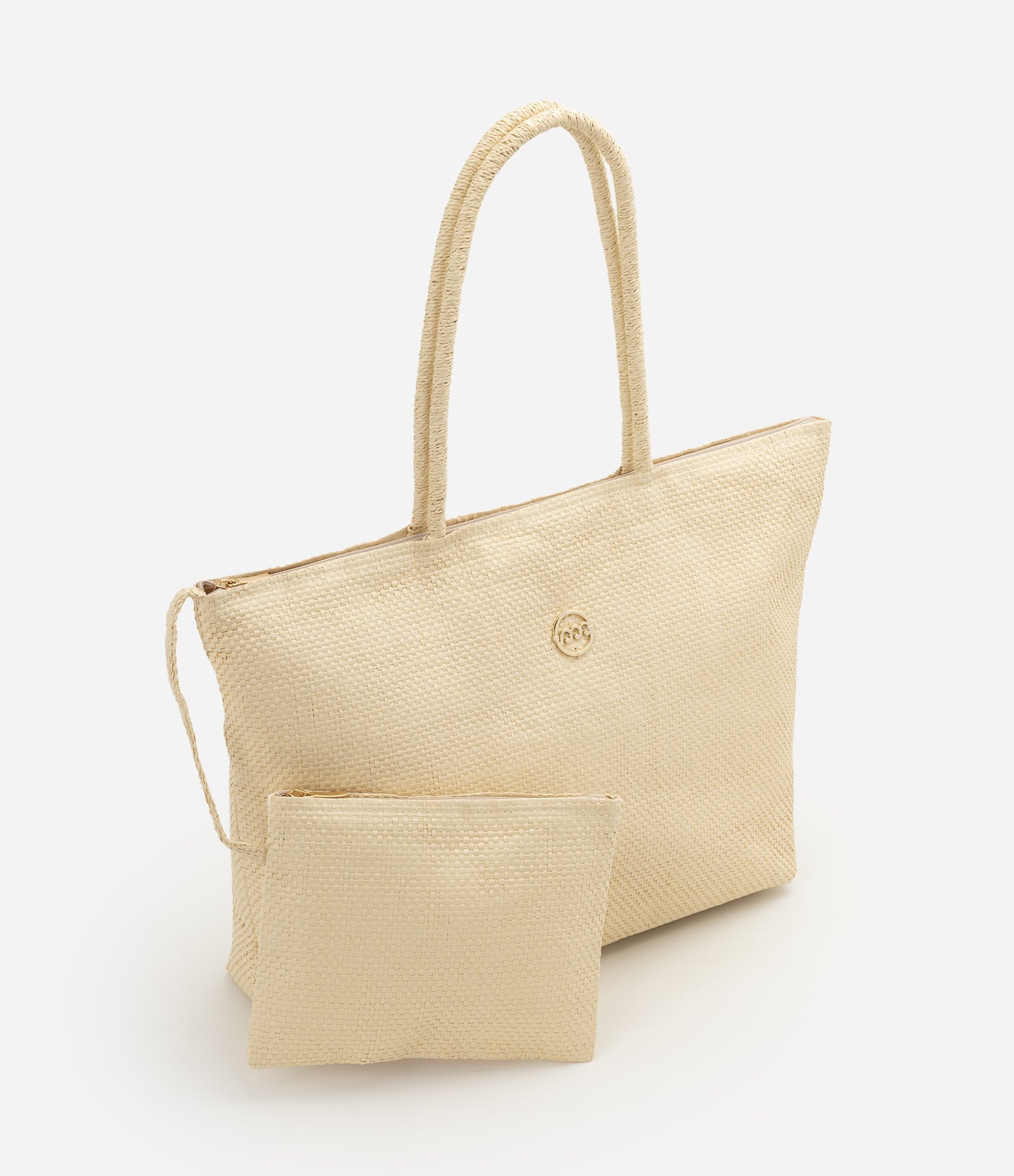 Bolsa de Papel com Necessaire e Zíper Bege 1