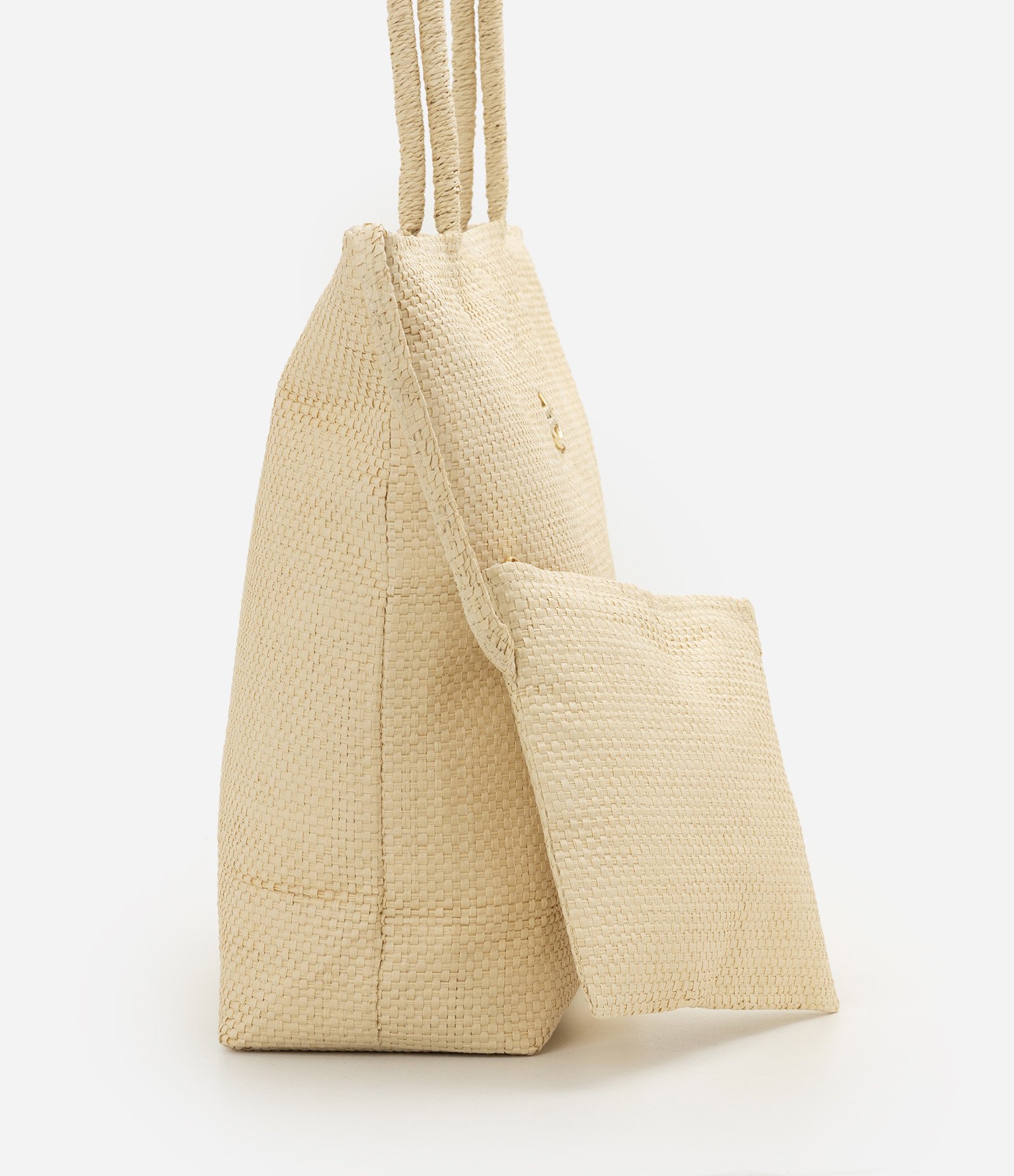 Bolsa de Papel com Necessaire e Zíper Bege 2