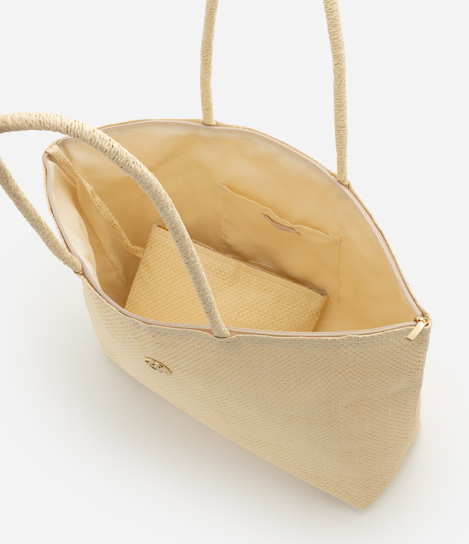 Bolsa de Papel com Necessaire e Zíper Bege 5
