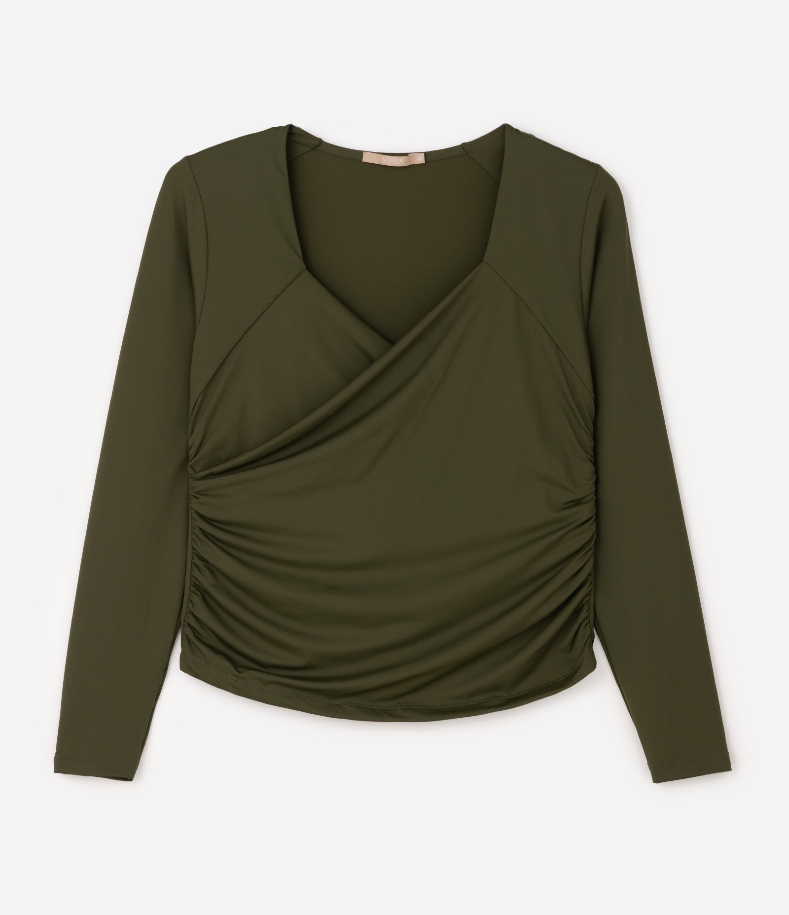 Blusa Manga Longa com Decote Transpassado Curve & Plus Size Verde 1