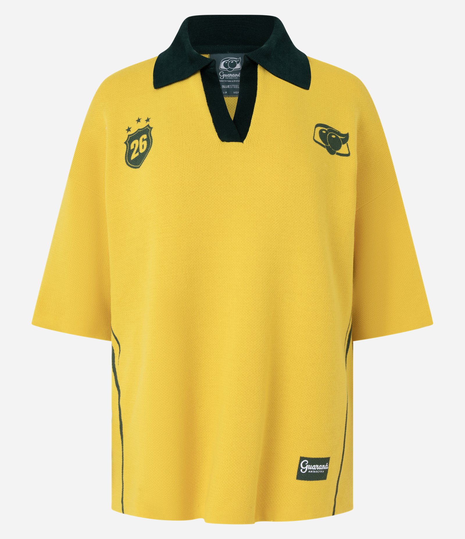 Camiseta Over em Tricô com Estampa Guaraná Brasil e Numero nas Costas Amarelo 5