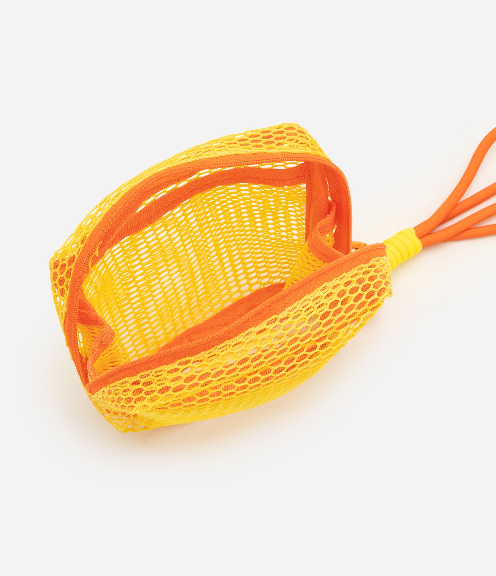 Mini Necessaire com Alça e Tela Vazada Amarelo 4