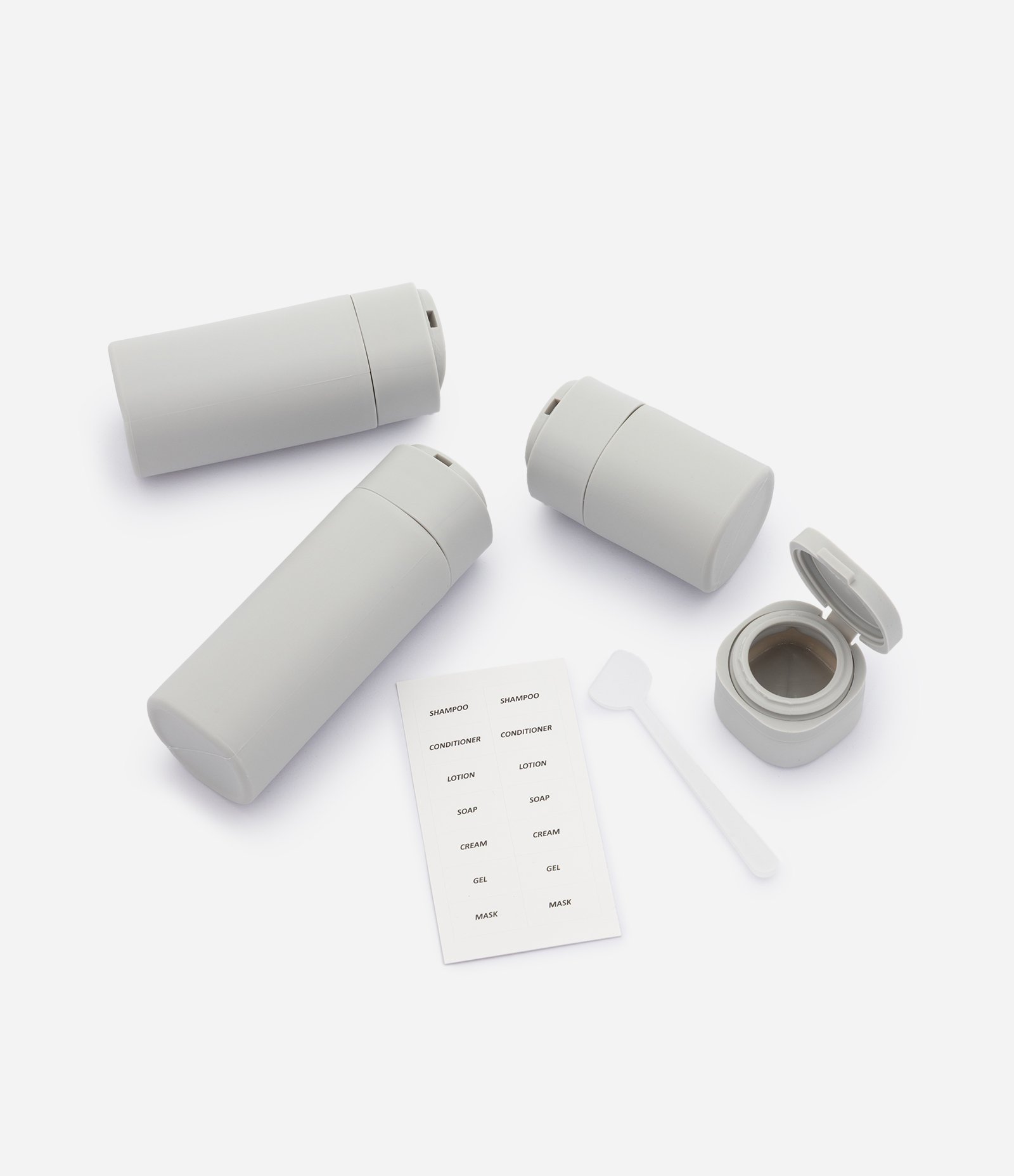 Kit Viagem Minimalista com Frascos Variados Cinza 2