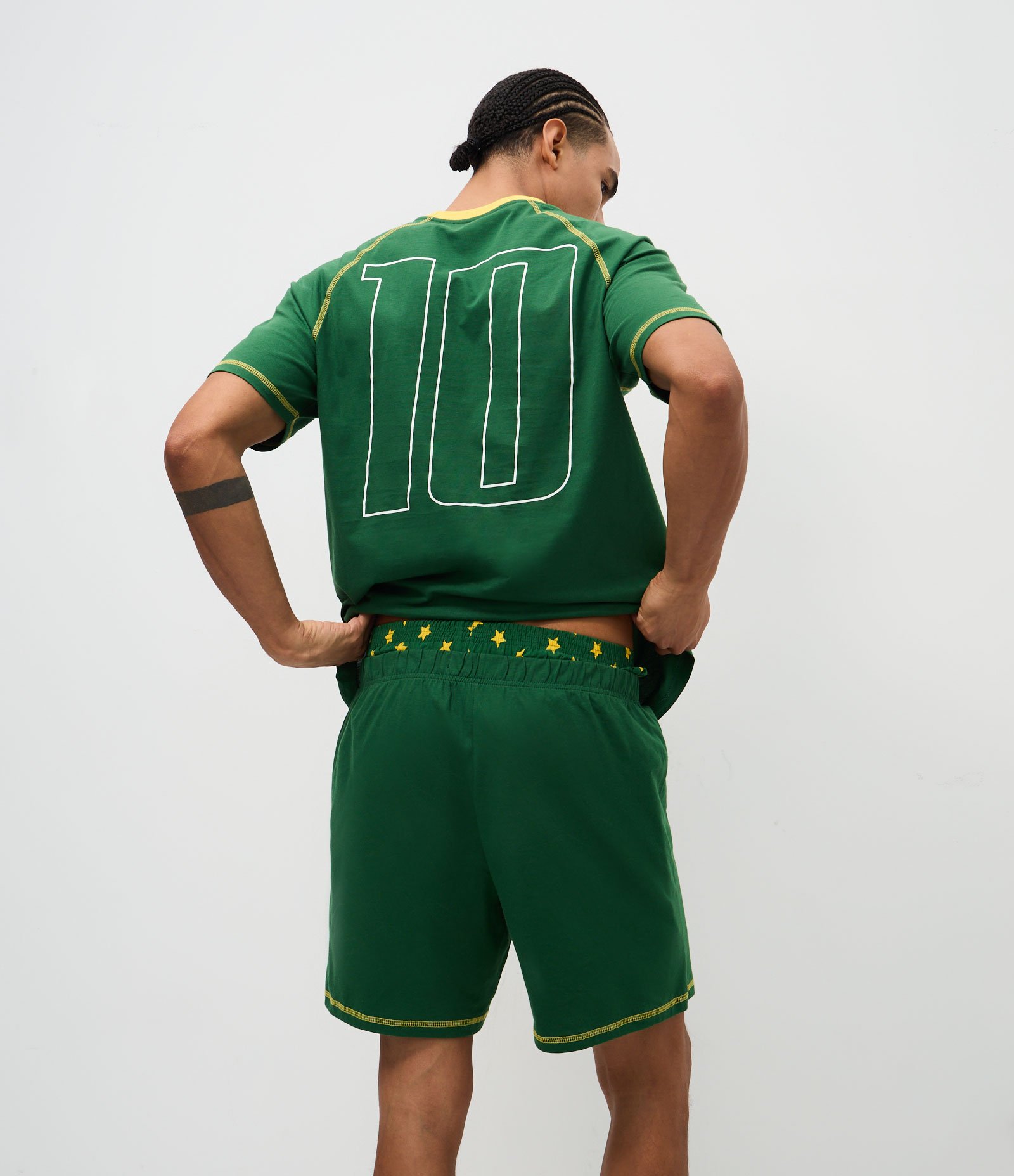 Pijama Curto em Algodão Estampa Brasil Verde 2