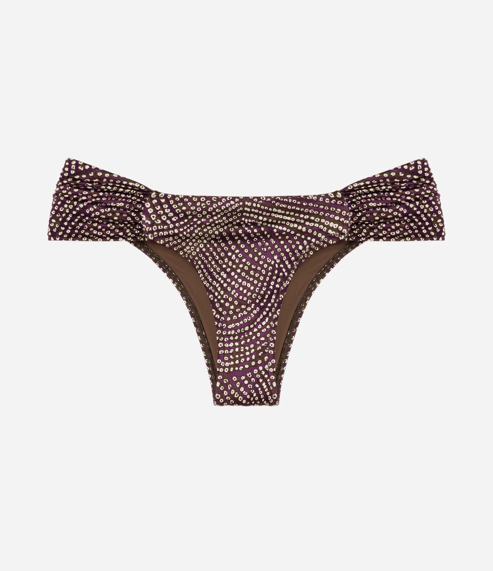 Biquini Calcinha com Lateral Drapeada e Estampa Geométrica Marrom 4