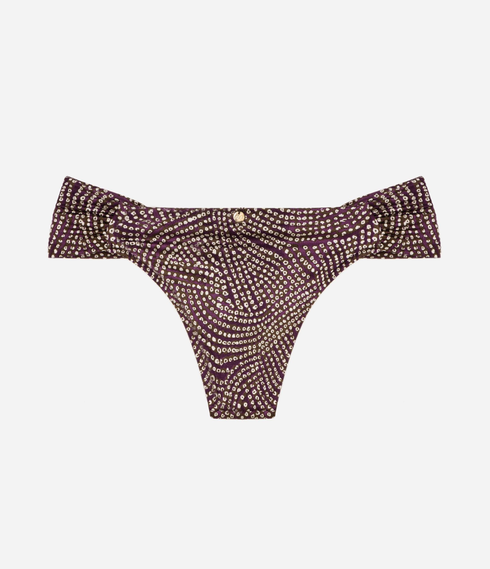 Biquini Calcinha com Lateral Drapeada e Estampa Geométrica Marrom 5