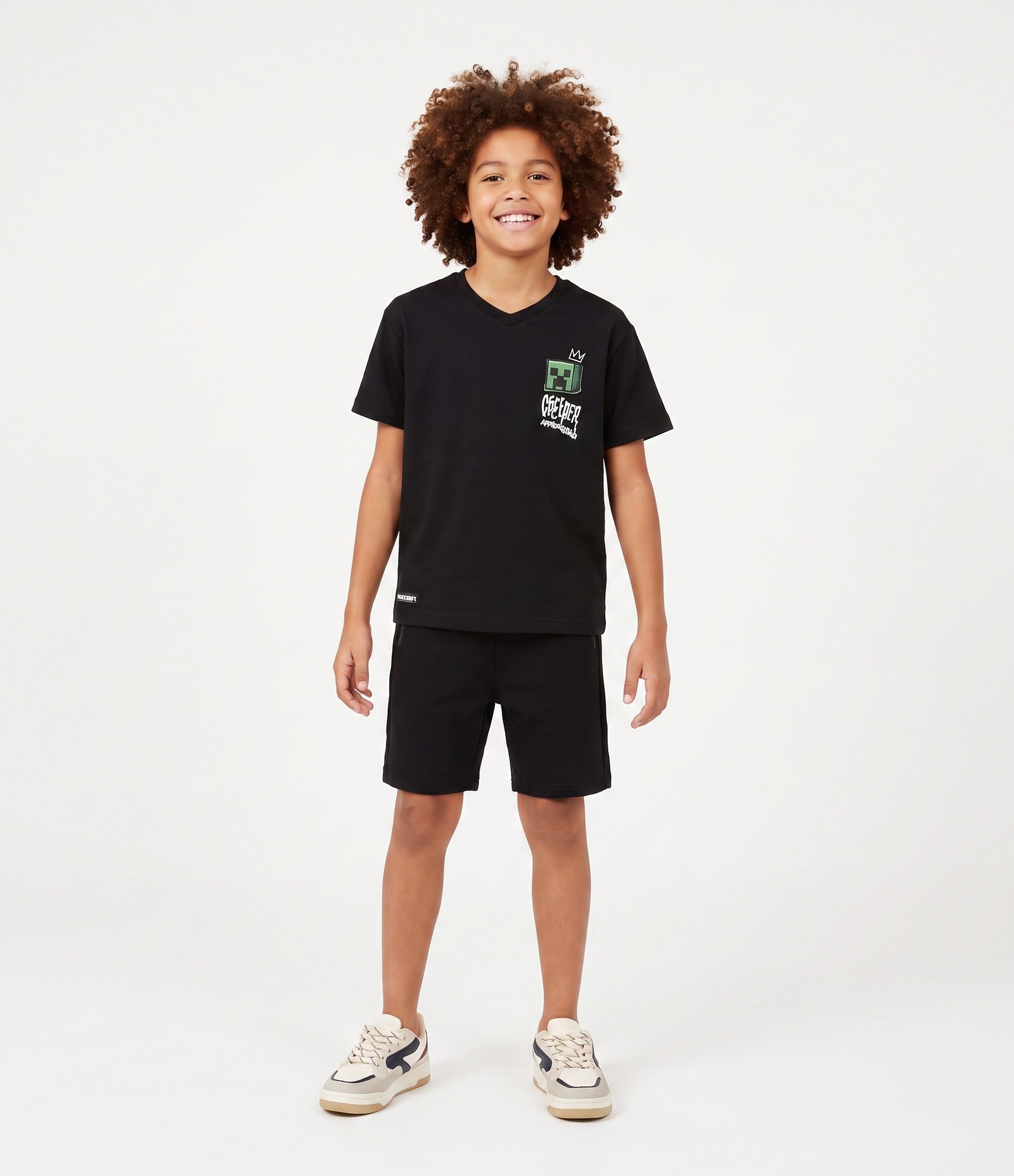 Conjunto Infantil Tech Fleece Minecraft com Bolso Fusionado - tam 5 a 14 Anos Preto 1