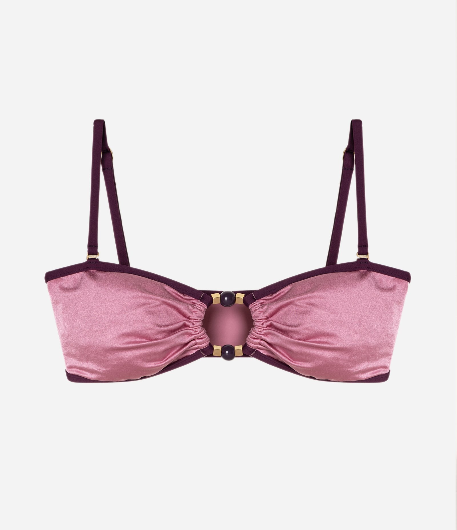 Biquini Top Bandeau com Viés Contrastante e Aviamento Rosa 2