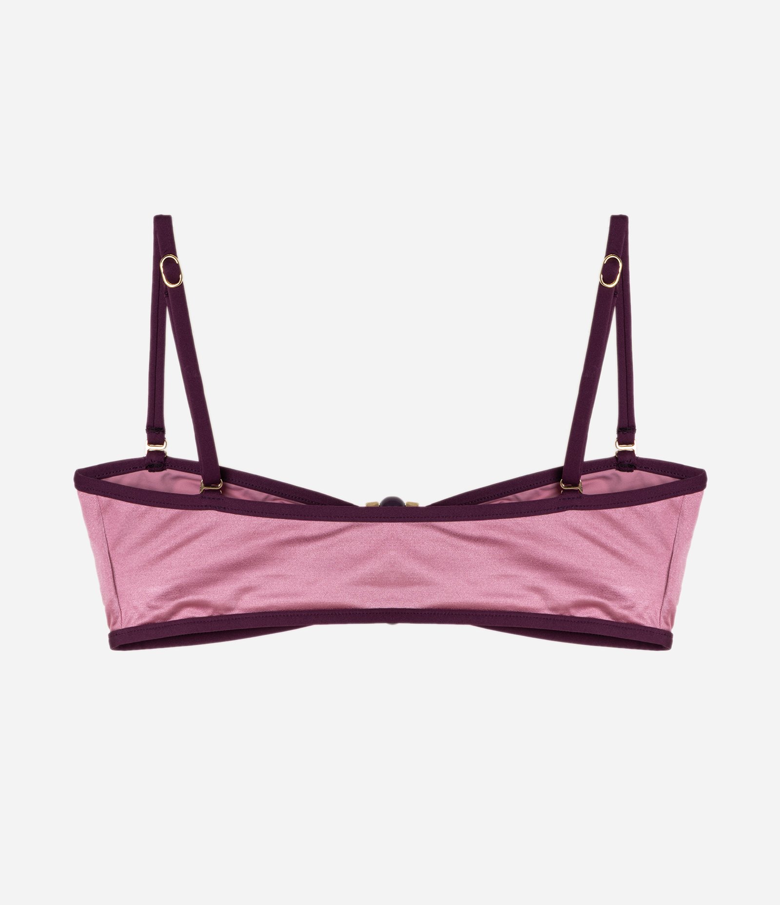 Biquini Top Bandeau com Viés Contrastante e Aviamento Rosa 3