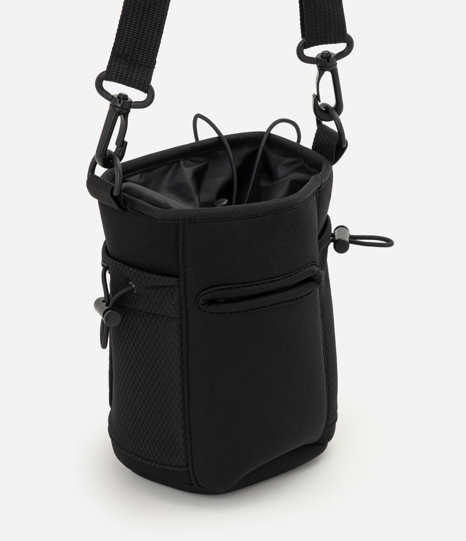 Porta Garrafa em Poliéster com Alça Ajustável e Bolso Externo Preto 1