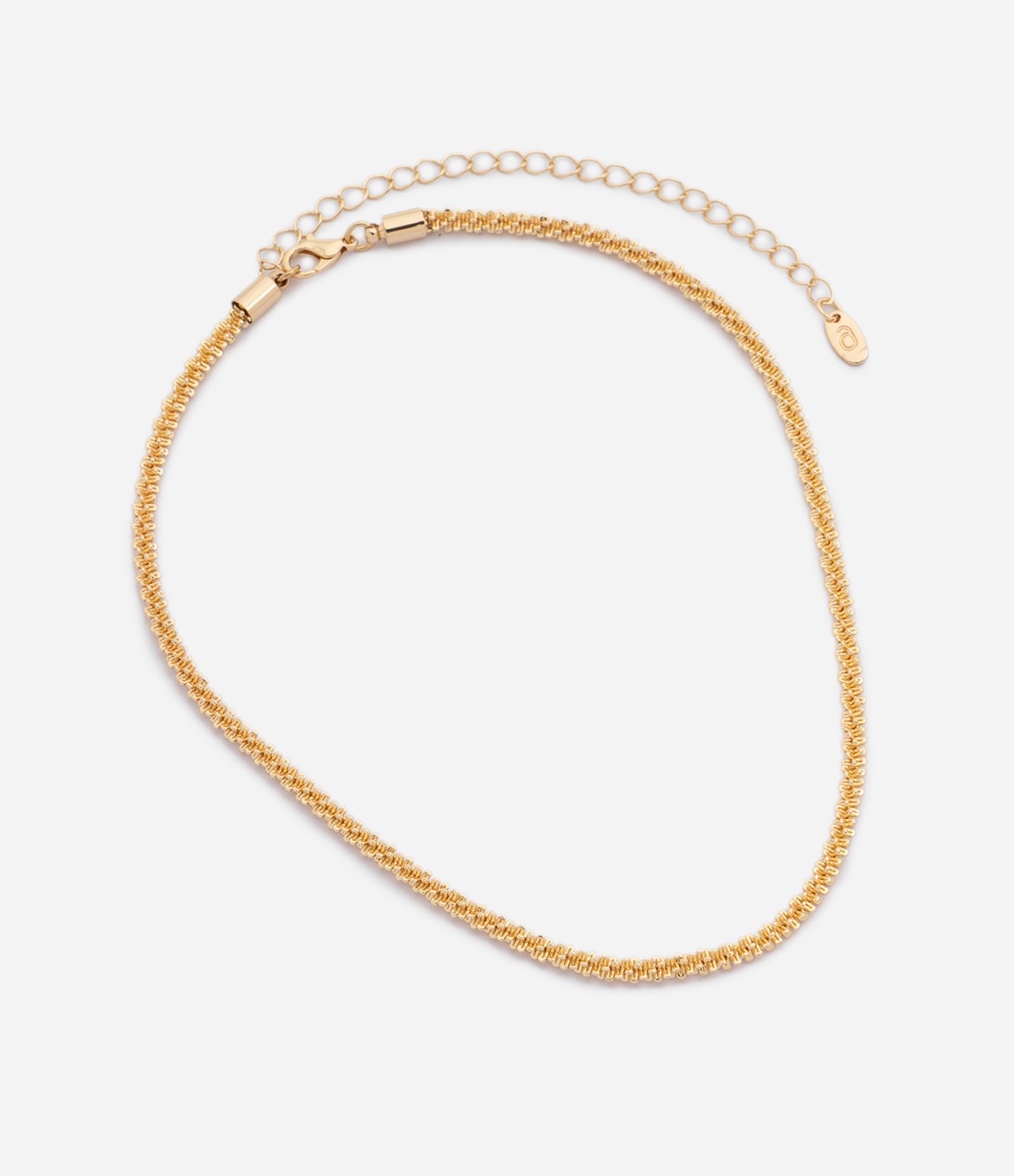 Colar Curto com Textura Torcida Diamantada Dourado 1