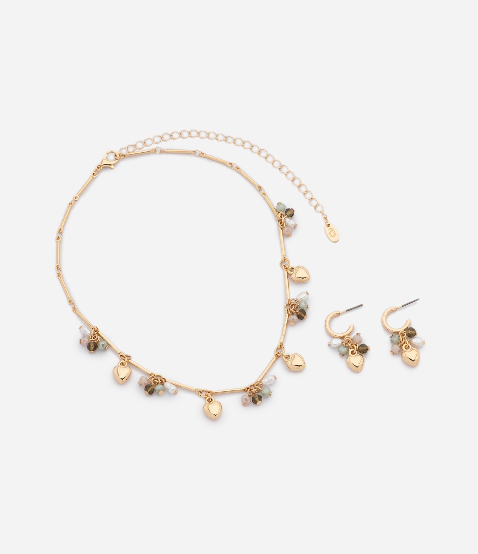 Conjunto de Colar Com Corrente Palito e Brincos Argola Dourado 2
