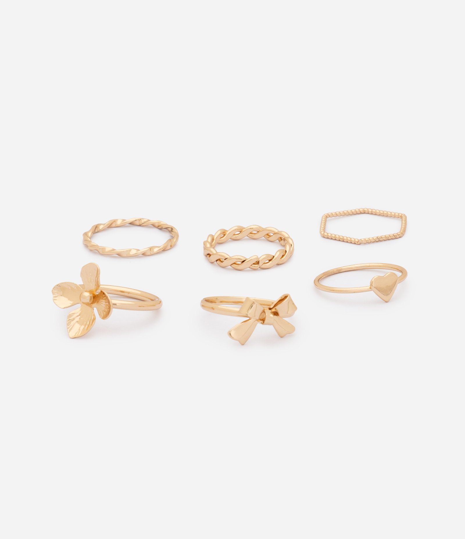 Kit de 6 Anéis Delicados com Designs Variados Dourado 3