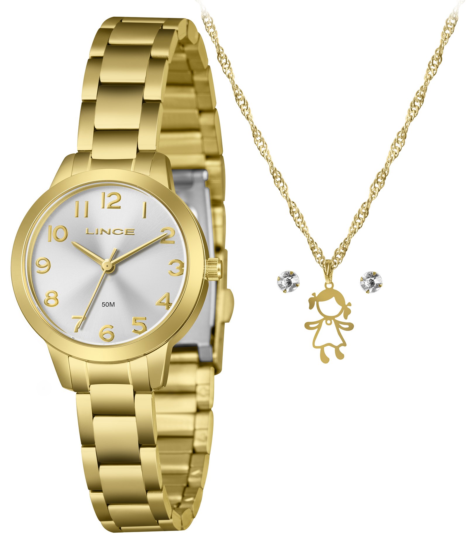 Relógio Analógico Lince em Aço LRG4848L30 K0IHS2KX Dourado 1