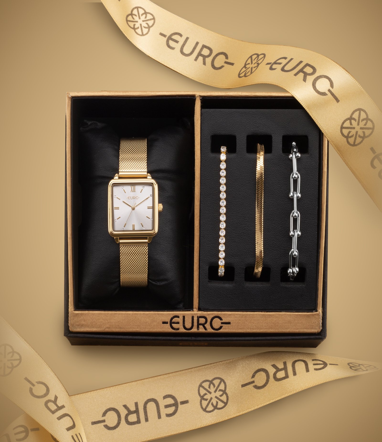 Kit Relógio Analógico Euro Aço EU2035ZCC K4K Dourado 5