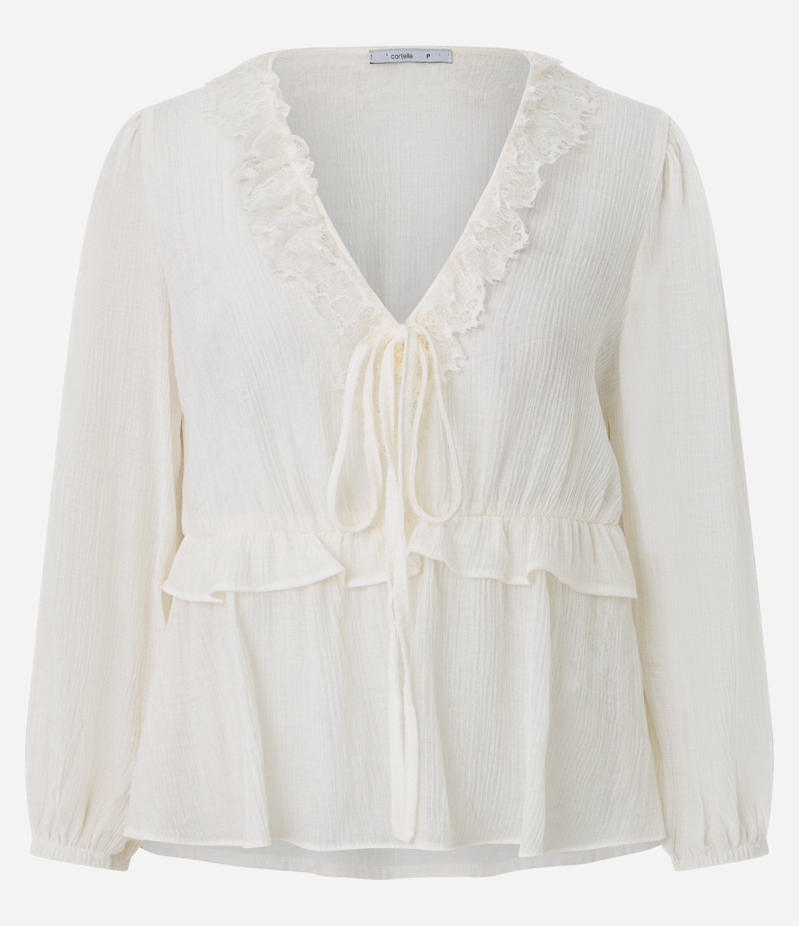 Blusa com Aplicação de Renda no Decote Branco 5