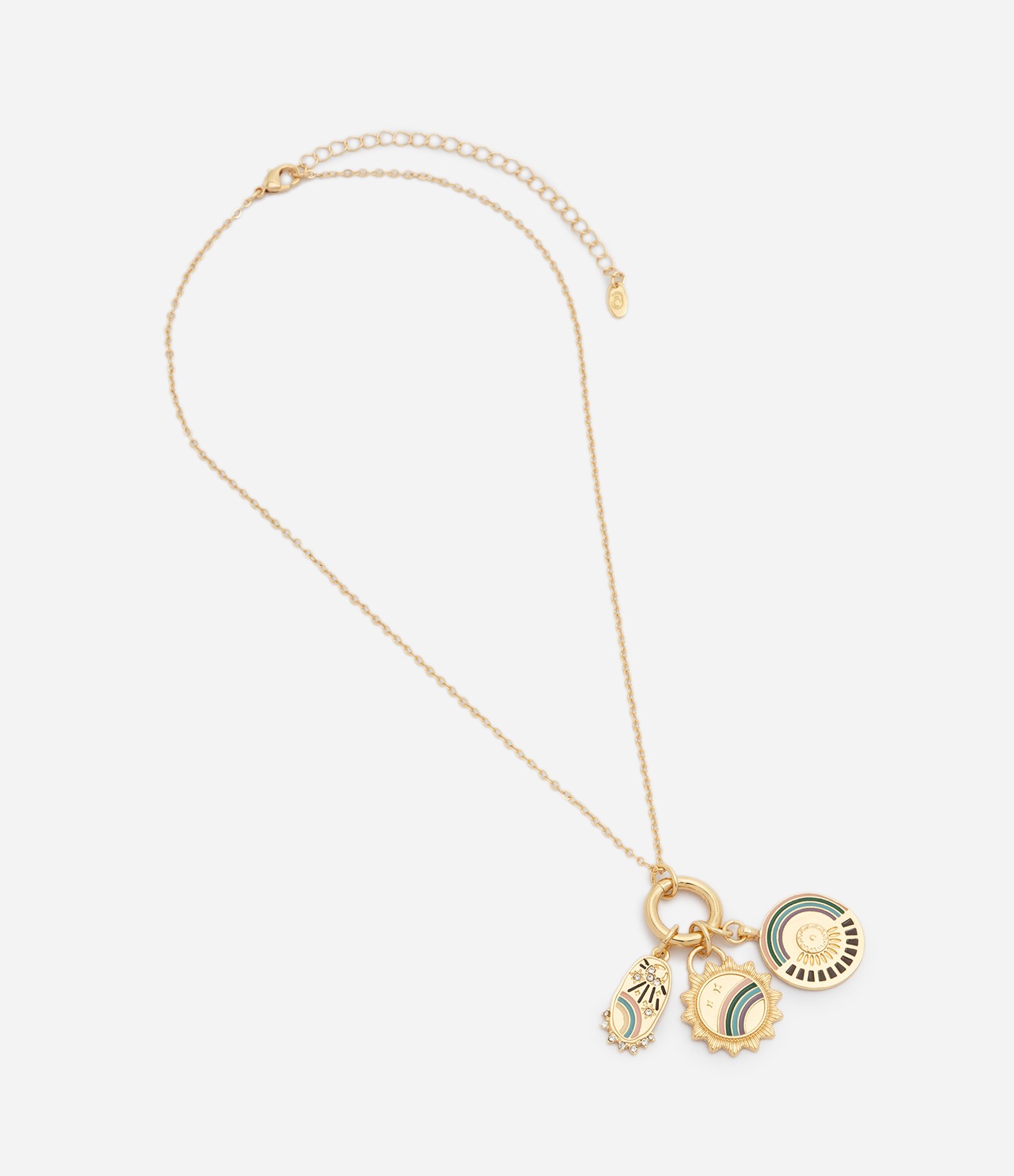 Colar Médio em Metal com Pingentes de Medalha Dourado 2