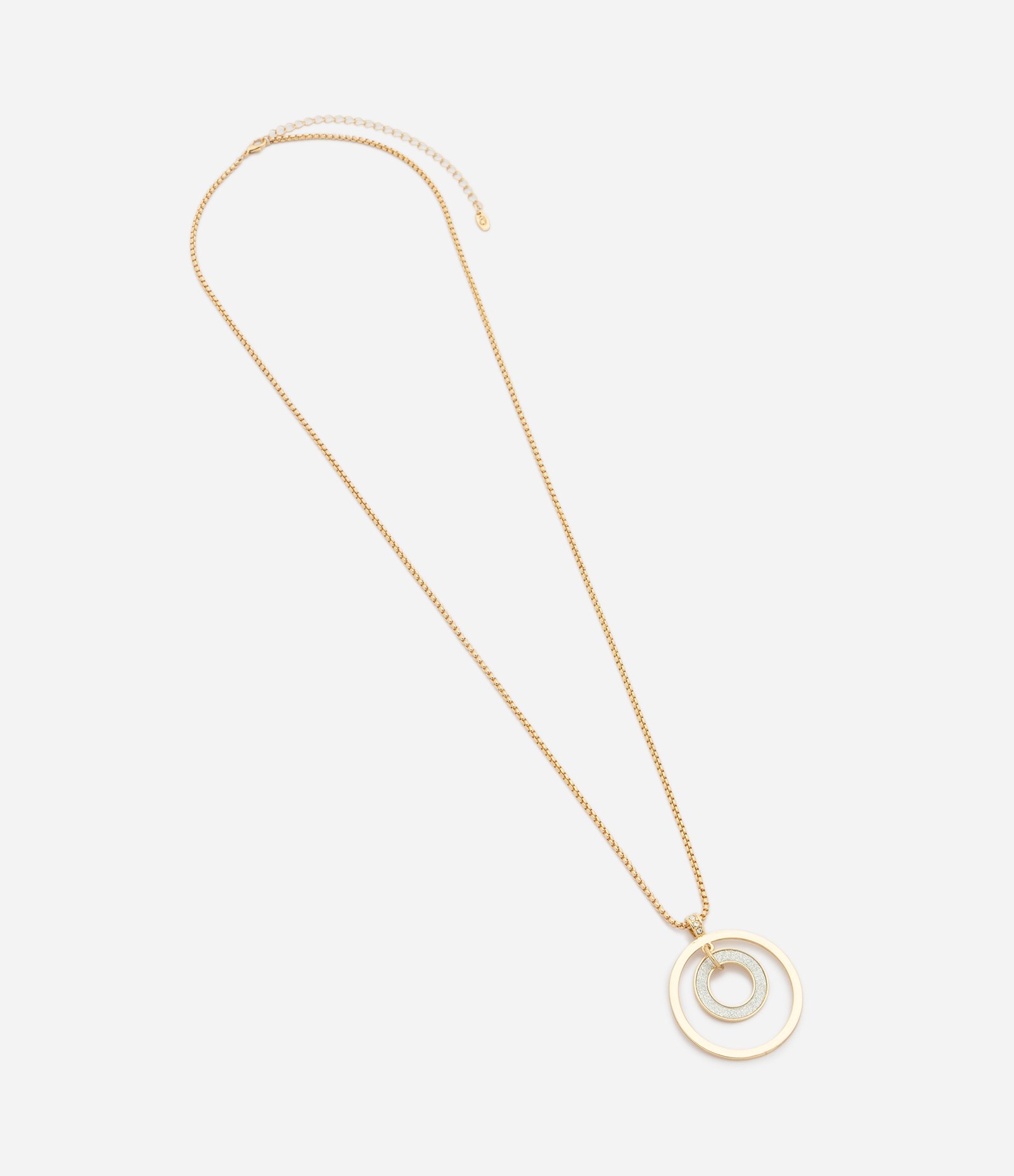Colar Longo com Pingente Redondo e Revestimento Brilhante Dourado 2