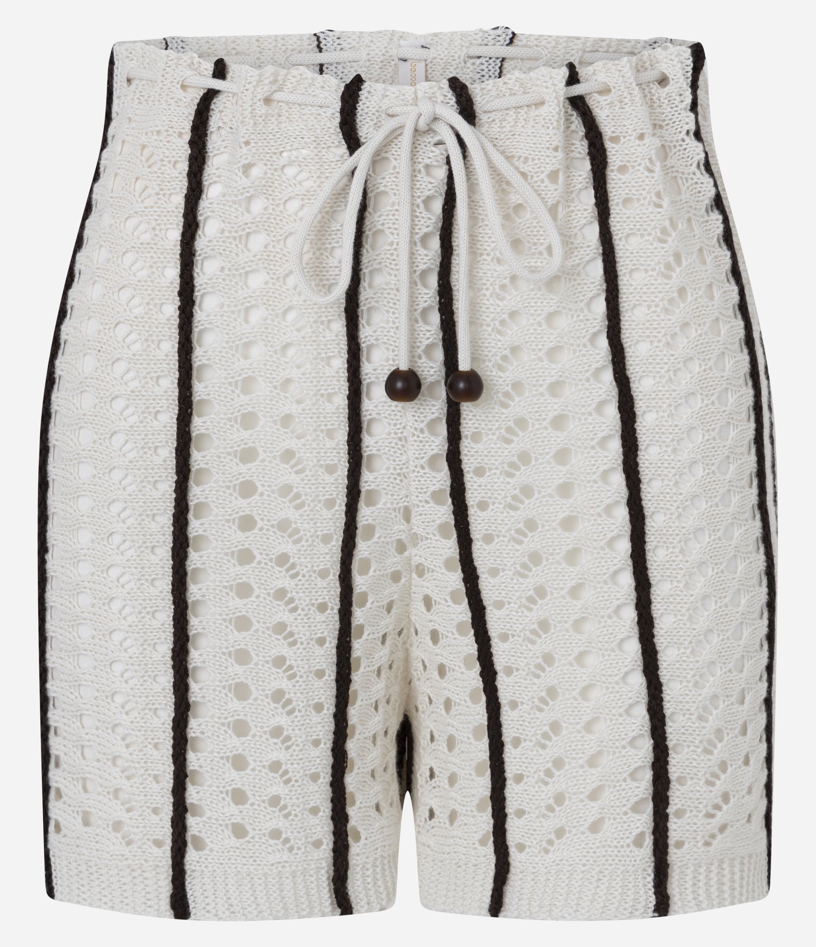 Saída de Praia Short em Tricô com Listras Contrastantes Branco 5