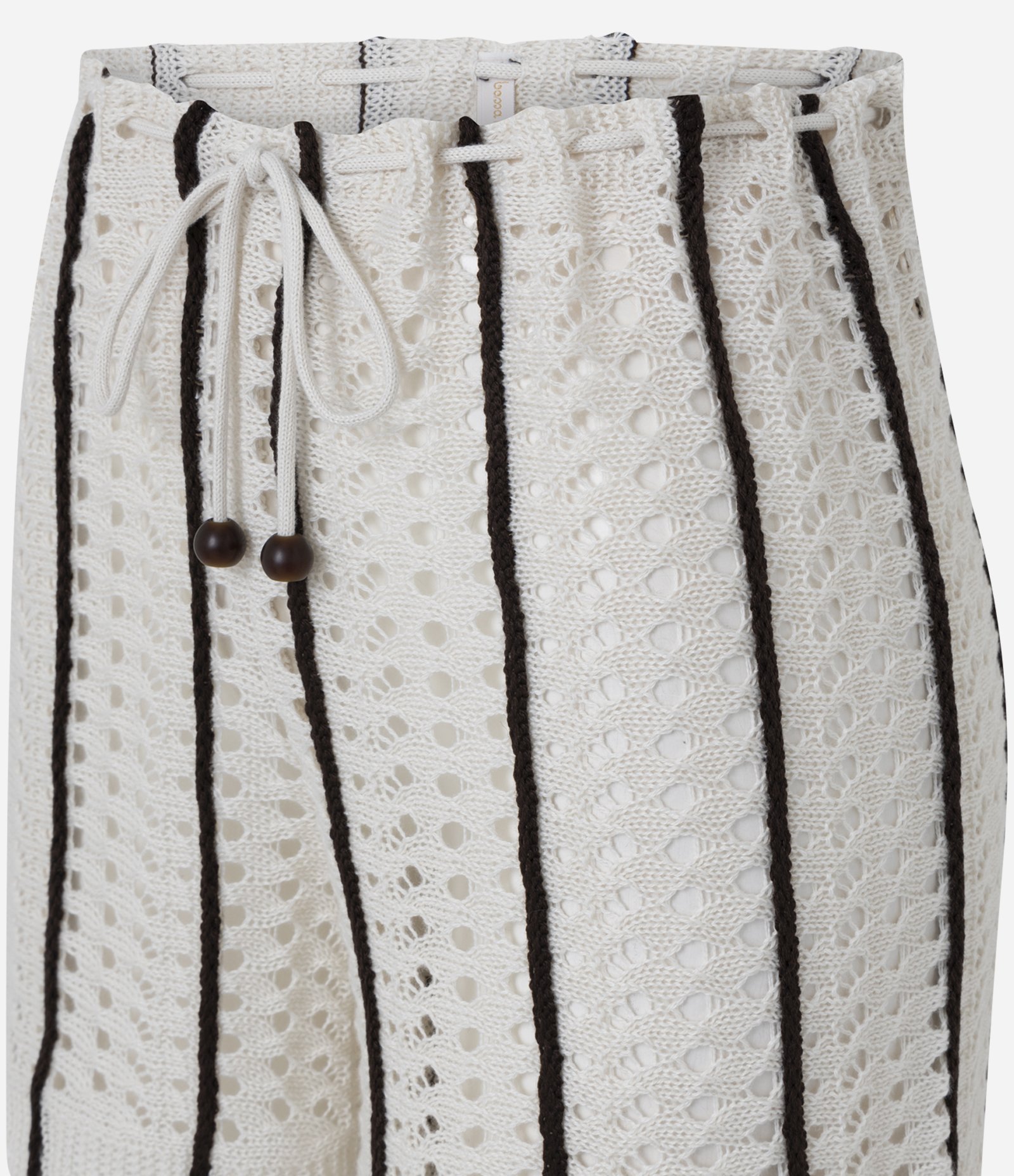 Saída de Praia Short em Tricô com Listras Contrastantes Branco 6