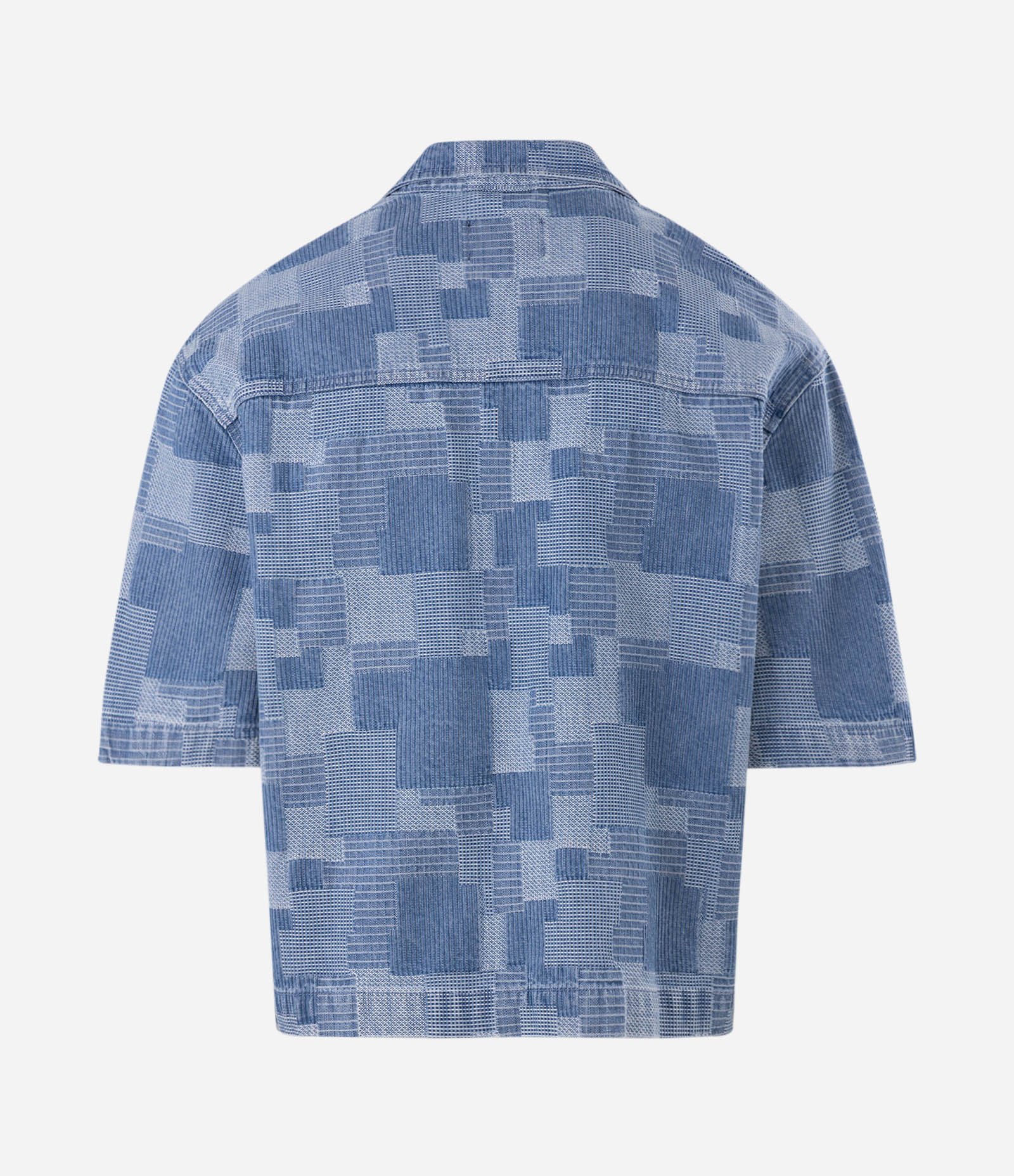 Camisa Boxy em Jeans Jacquard com Zíper Azul 6