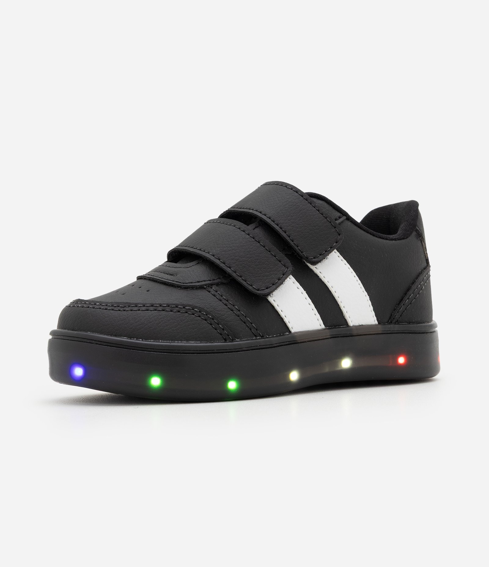 Tênis Infantil Casual com Velcro e Luzes LED – Tam 20 a 27 Preto 1