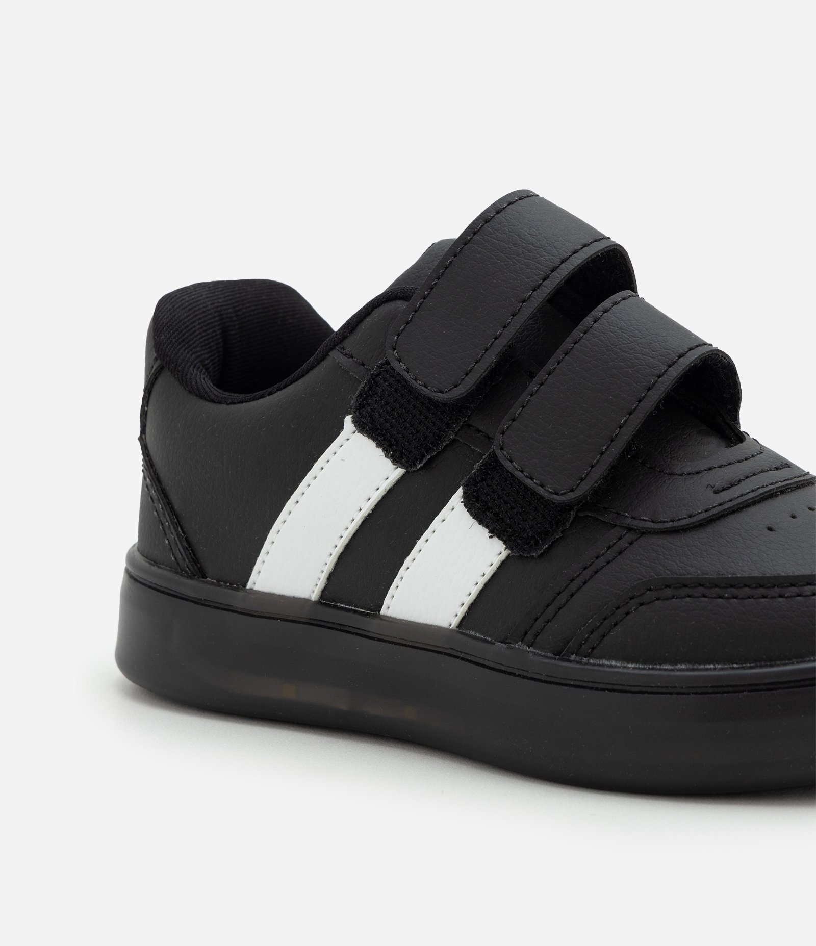 Tênis Infantil Casual com Velcro e Luzes LED – Tam 20 a 27 Preto 3
