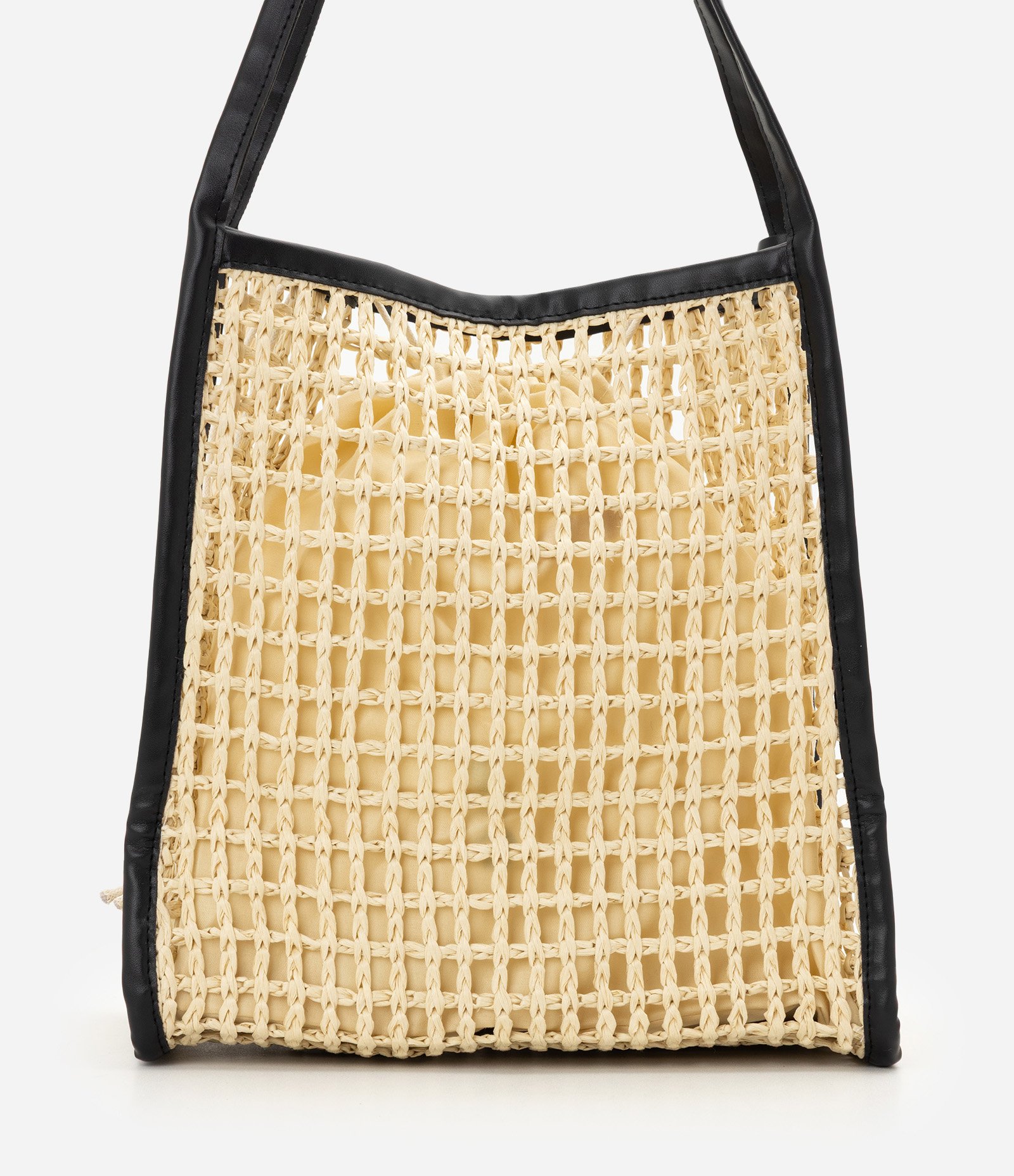 Bolsa em Palha Trançada com Alças de PU Amarelo 3