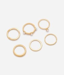 Kit 06 Anéis Metalizados com Design Fino