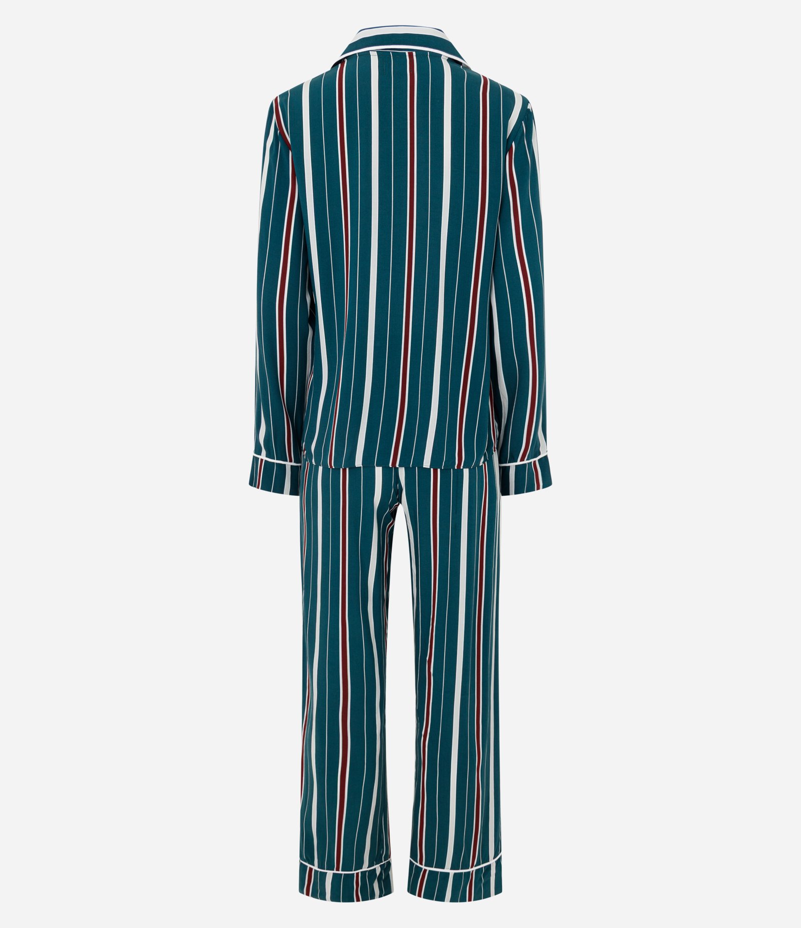 Pijama Longo Americano em Viscose com Estampa de Listras Verde 7