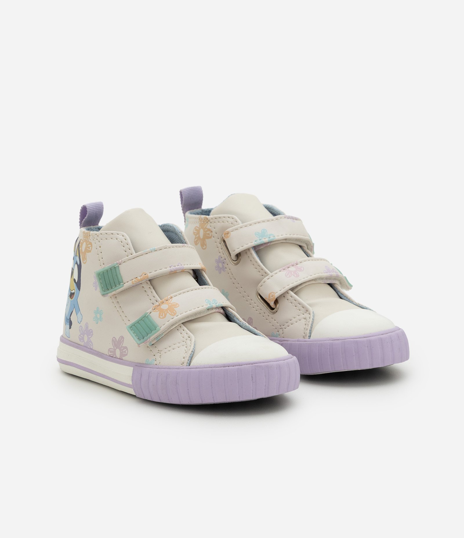 Tênis Infantil Abotinado com Estampa Bluey Floral – Tam 20 a 27 Off White 1