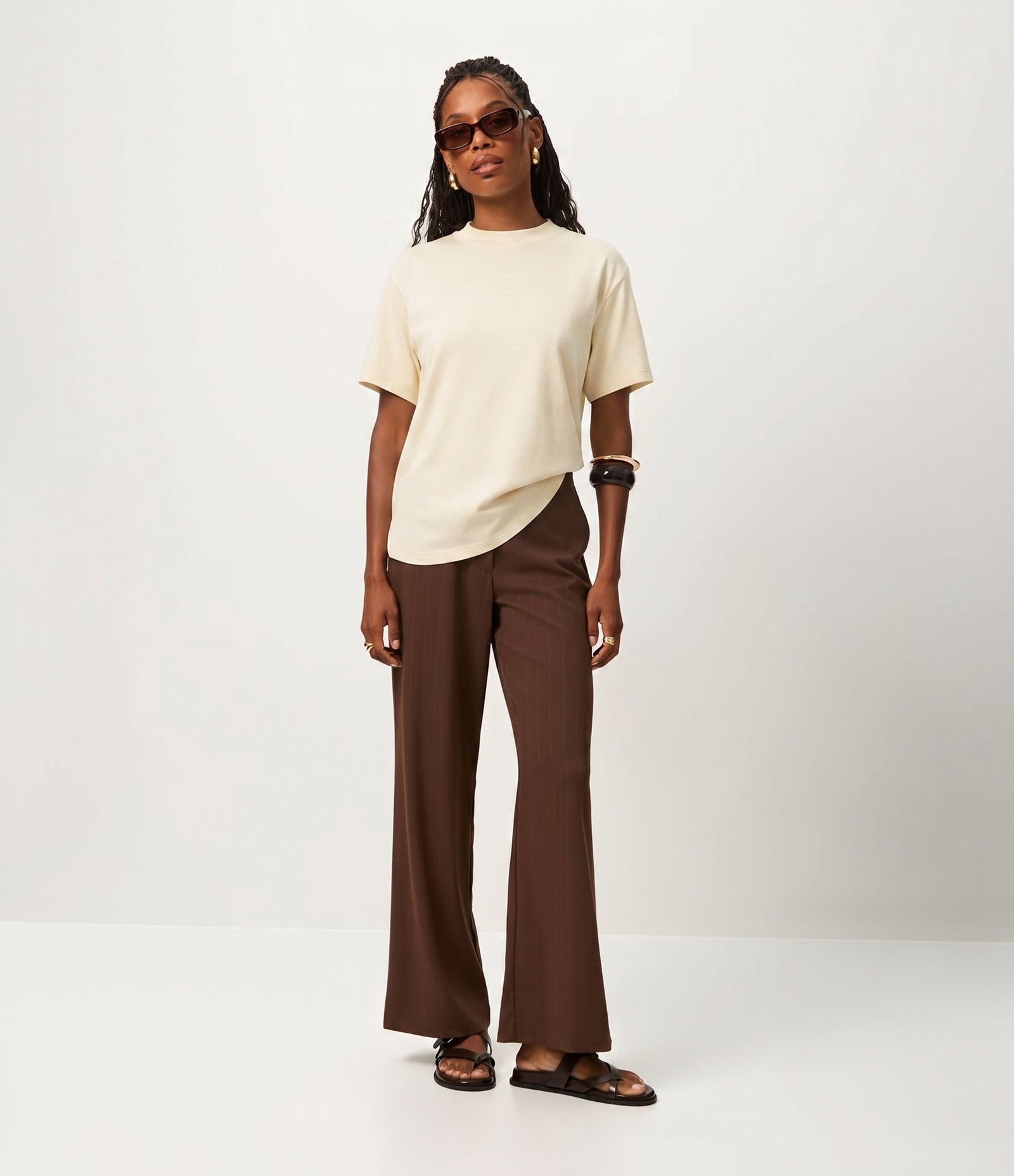 Blusa em Algodão Peruano Interlock com Gola Redonda Off White 1