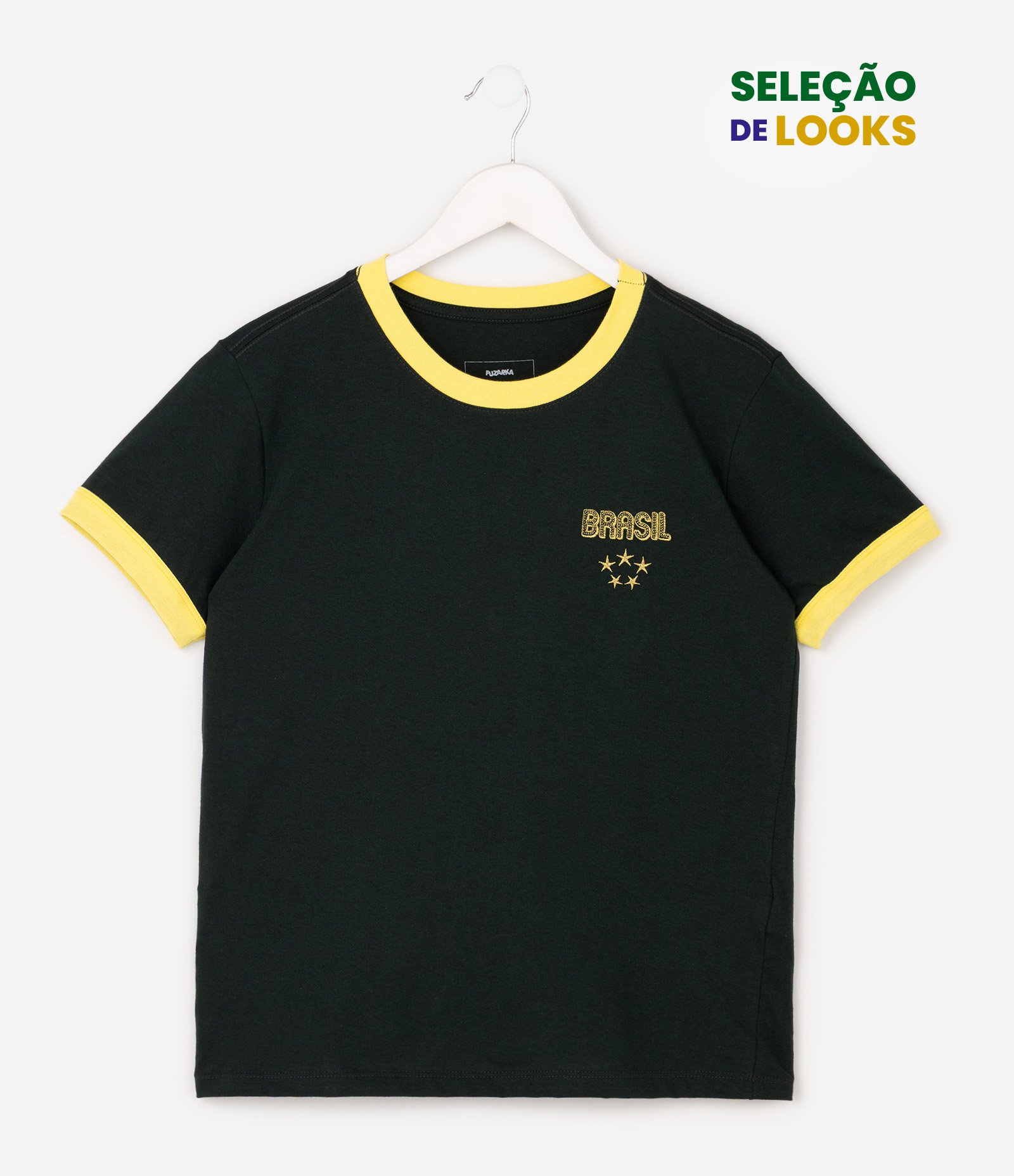 Camiseta Infantil com Estampa Brasil – Tam 5 a 14 Anos Preto 1