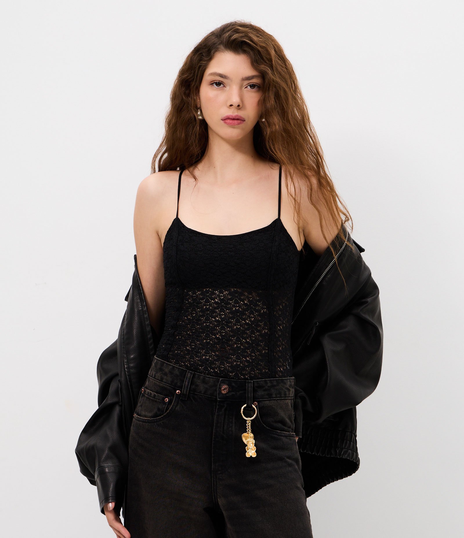 Body Alcinha em Renda Texturizada com Estrutura Corsetada Preto 1