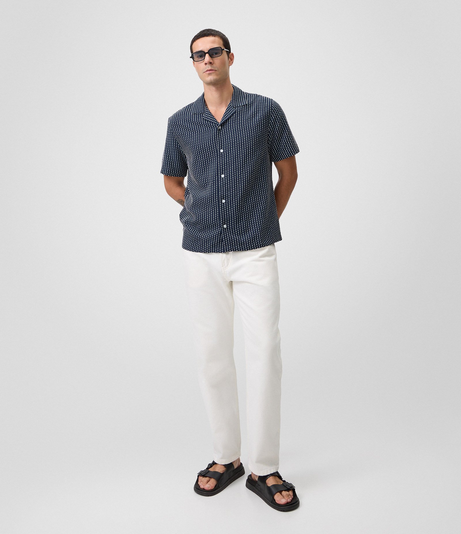 Camisa com Textura Ponto Picado Azul 2