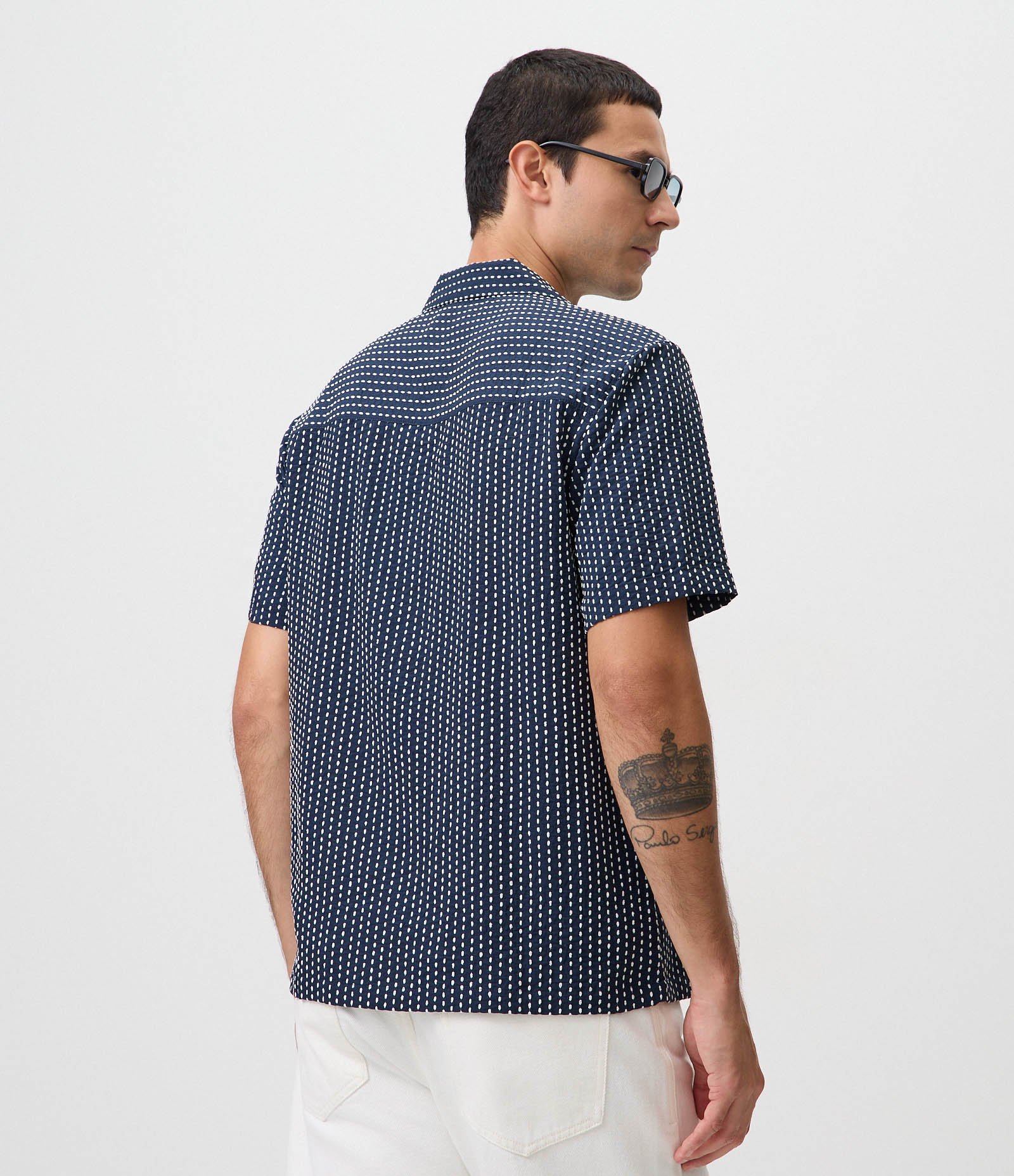 Camisa com Textura Ponto Picado Azul 3
