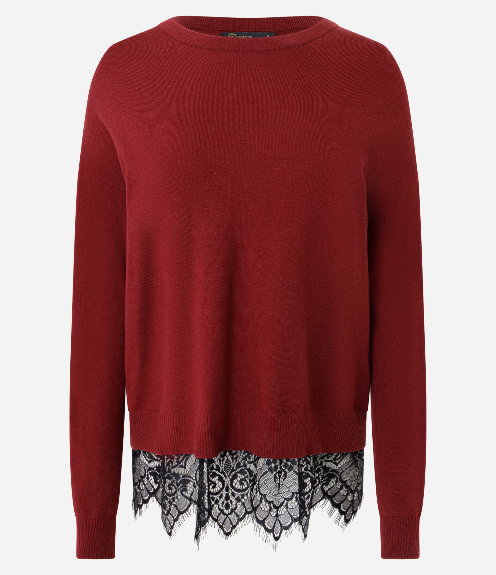 Blusa em Tricô com Aplicação de Renda na Barra Vermelho 5