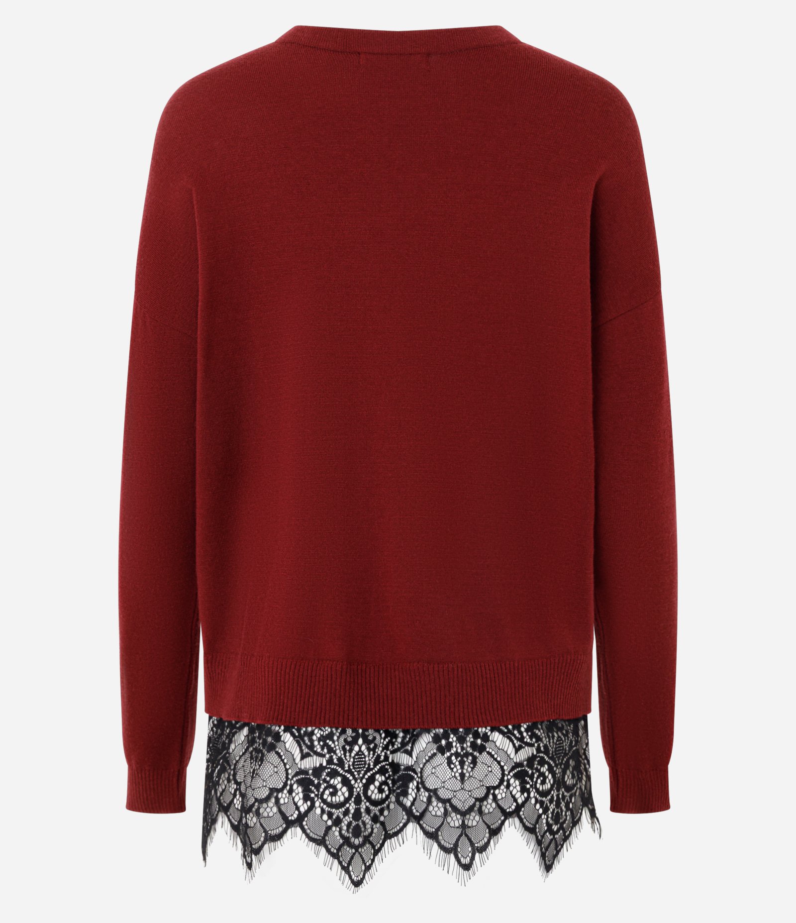 Blusa em Tricô com Aplicação de Renda na Barra Vermelho 7