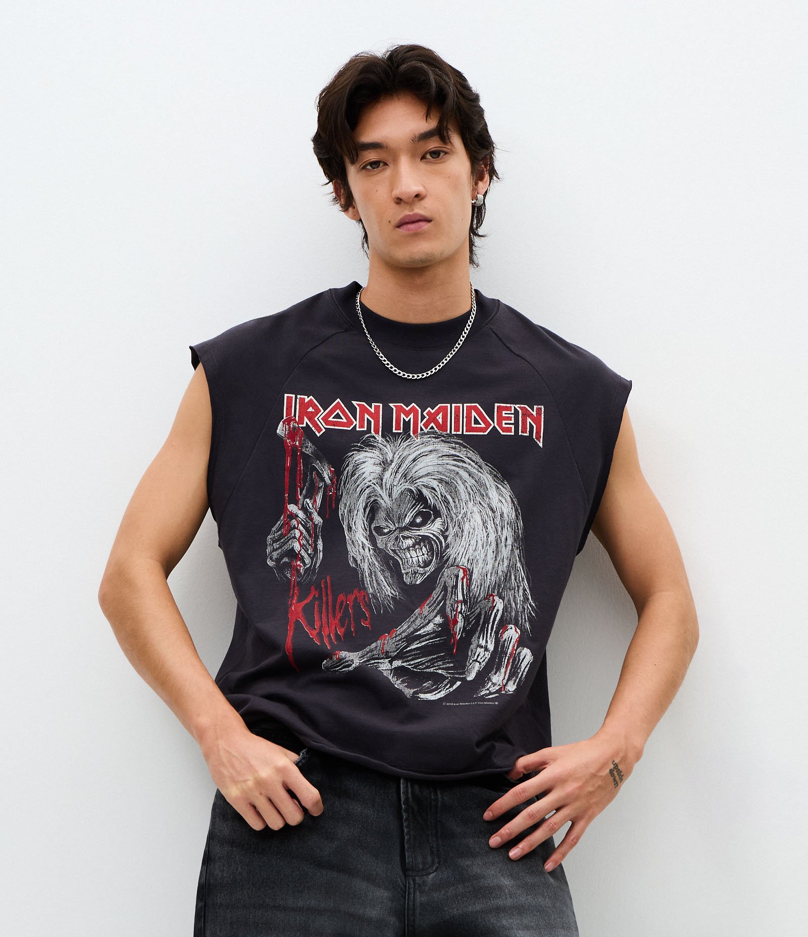 Regata Boxy em Algodão com Estampa Iron Maiden Killers Preto 1