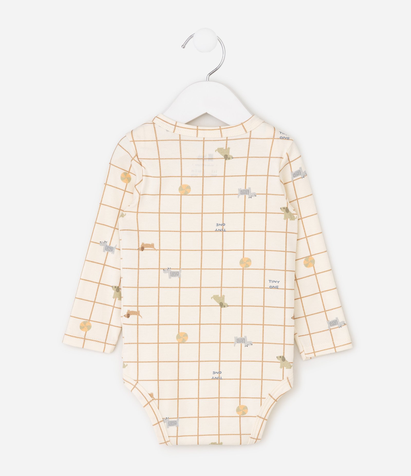 Body Infantil Xadrez com Estampa Fullprint – Tam 0 a 18 Meses Bege 3