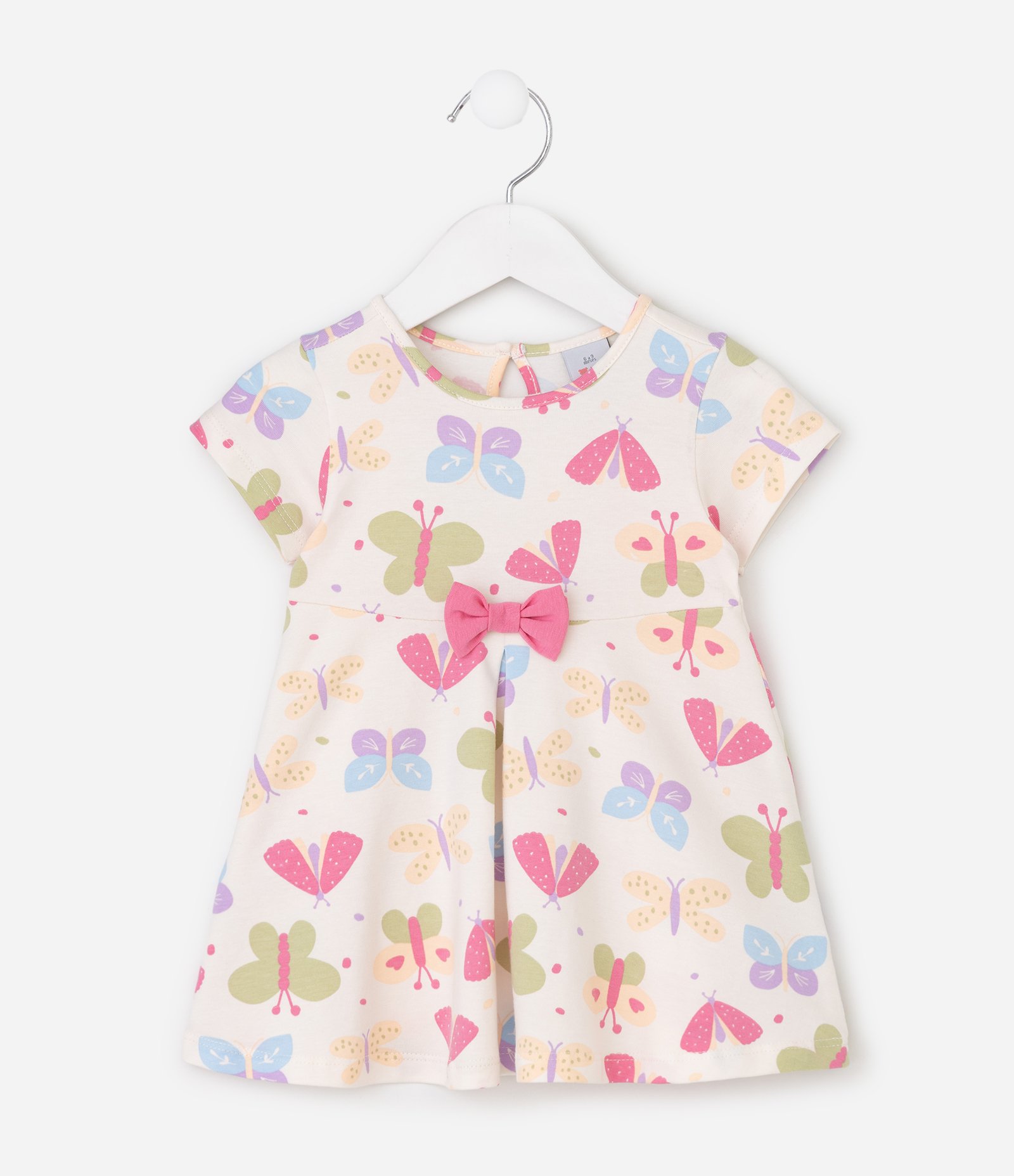 Vestido Infantil Borboletas Coloridas Cotton - Tam 0 a 18 Meses Bege 2