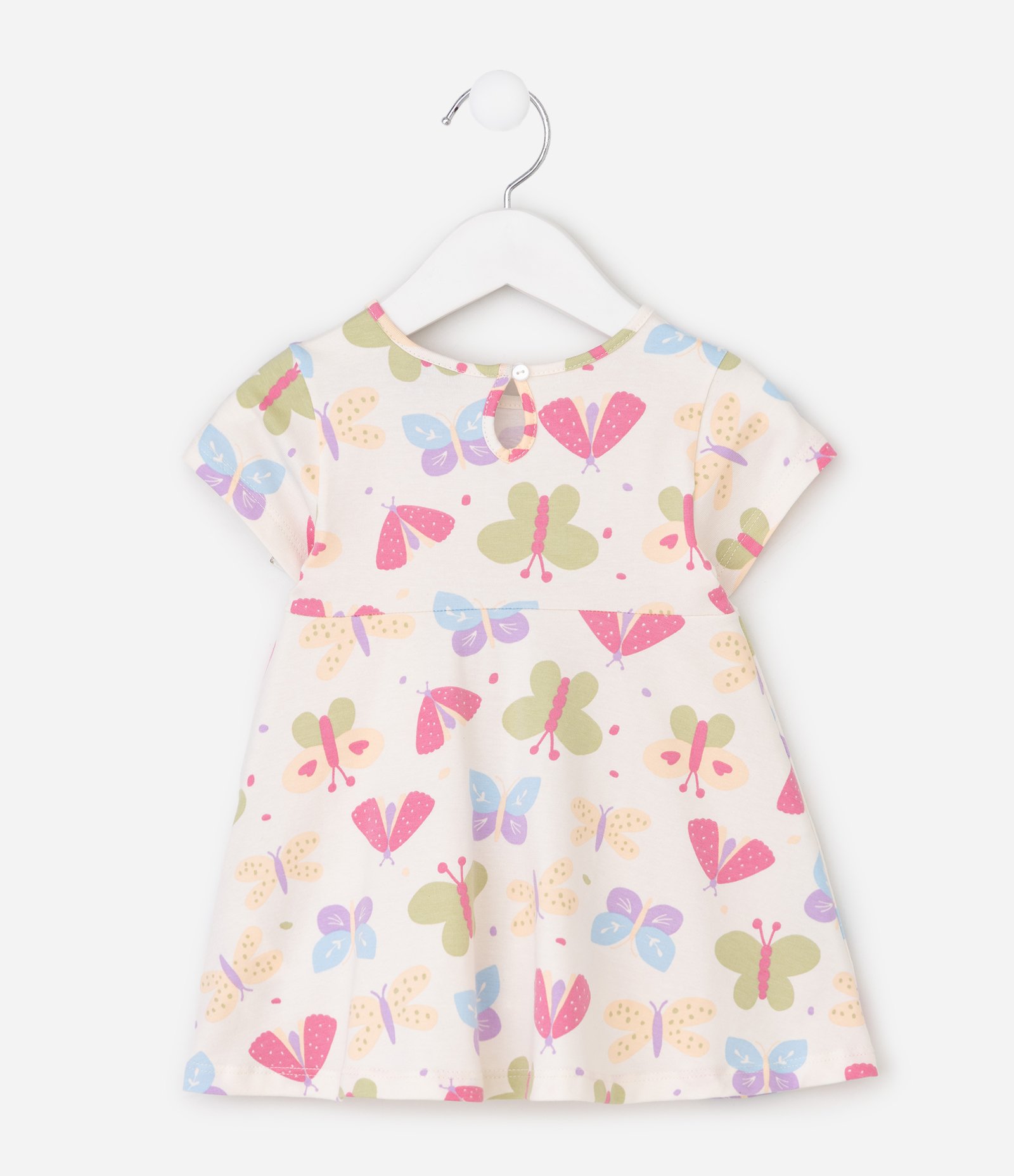 Vestido Infantil Borboletas Coloridas Cotton - Tam 0 a 18 Meses Bege 3
