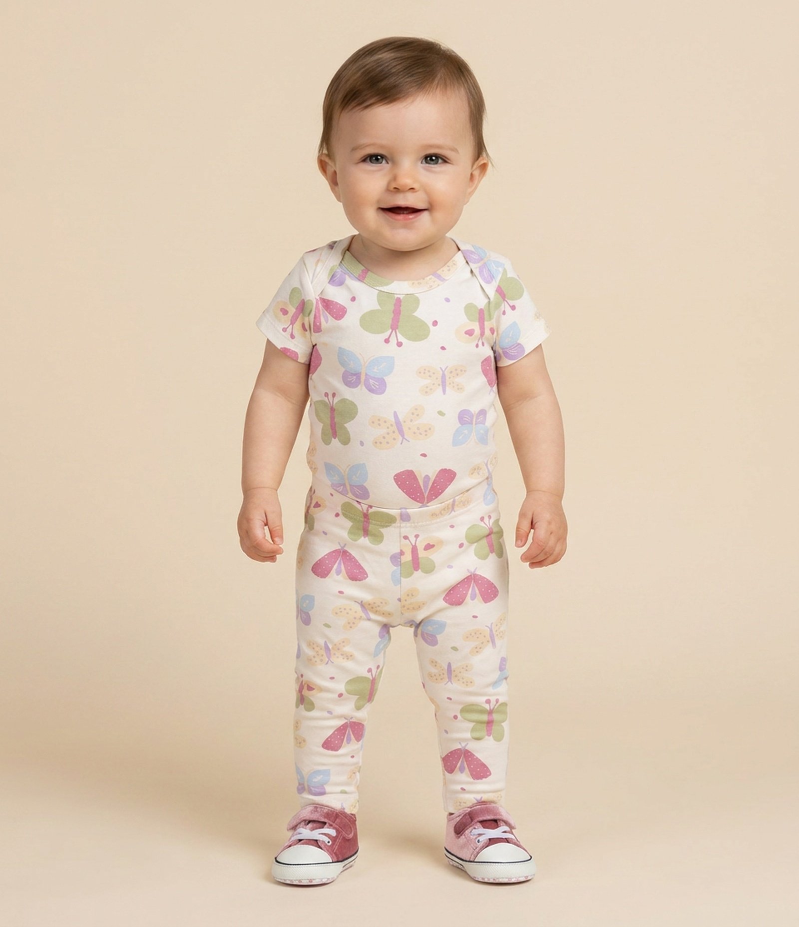 Body Infantil com Estampa Fullprint Borboletas – Tam 0 a 18 Meses Off White 1