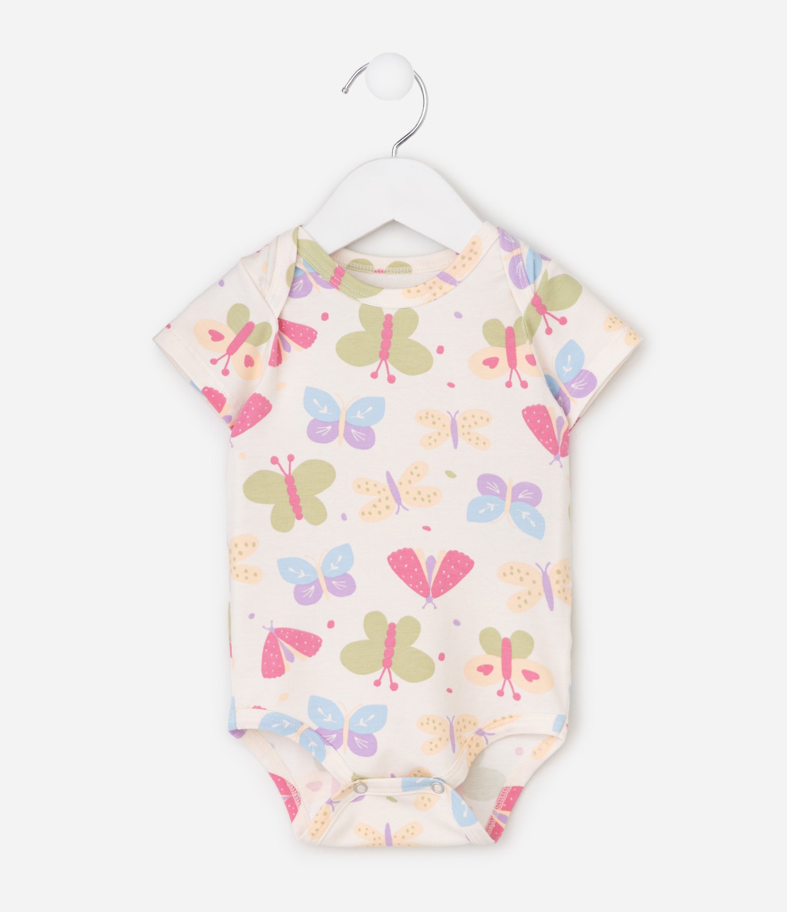 Body Infantil com Estampa Fullprint Borboletas – Tam 0 a 18 Meses Off White 2
