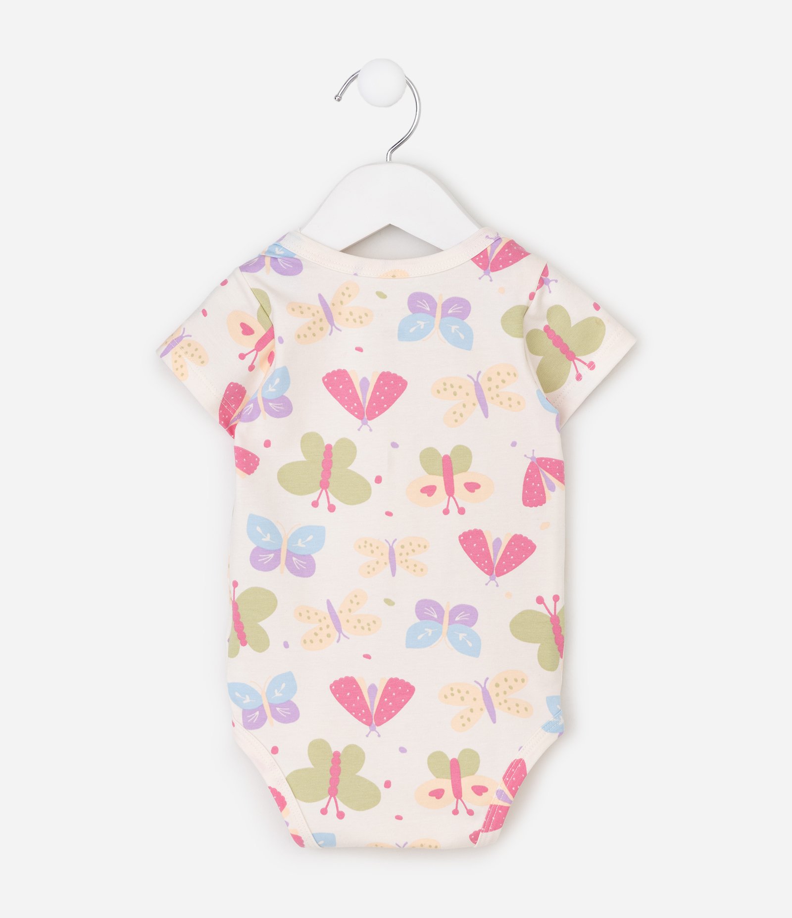 Body Infantil com Estampa Fullprint Borboletas – Tam 0 a 18 Meses Off White 3