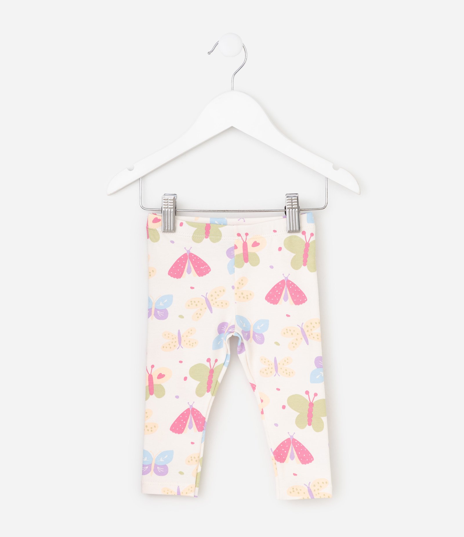 Calça Legging Bebê Borboletas Coloridas - Tam 0 a 18 Meses Bege 2