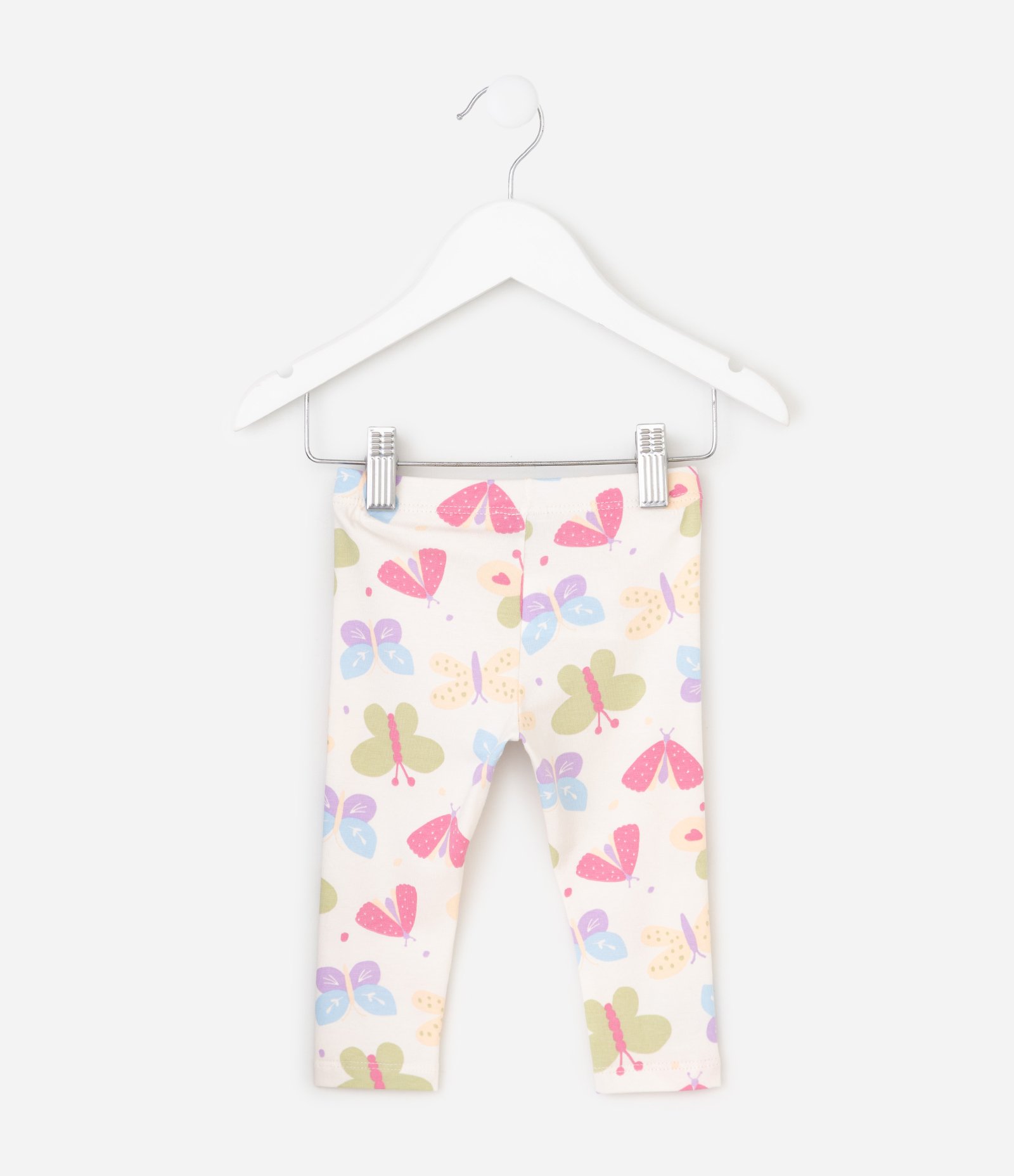 Calça Legging Bebê Borboletas Coloridas - Tam 0 a 18 Meses Bege 3